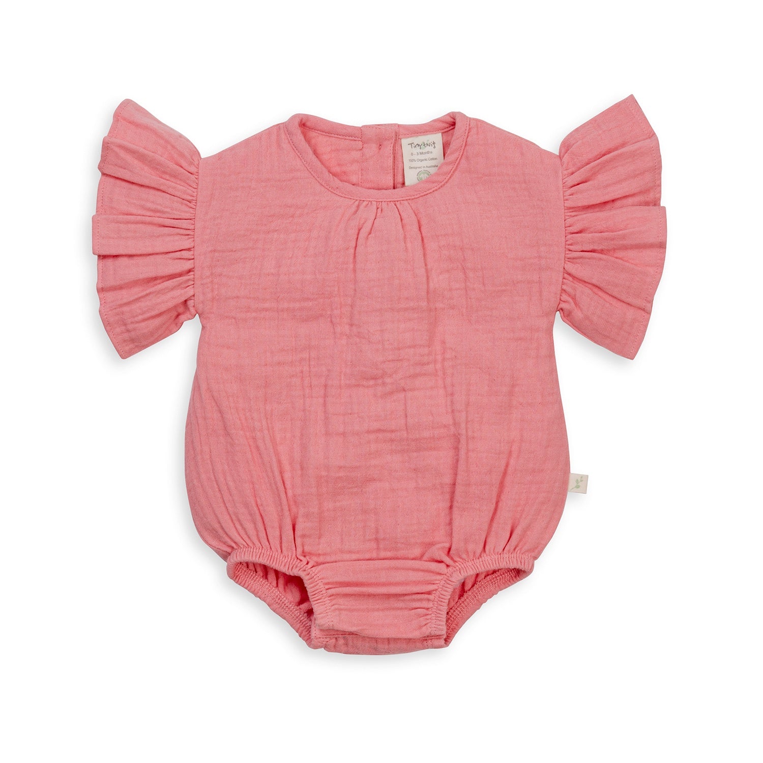 Tiny Twig - Organic Cotton Frill Sleeve Bodysuit - Berry Ice