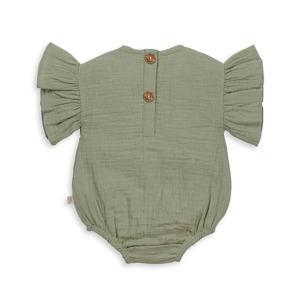 Tiny Twig - Organic Cotton Frill Sleeve Bodysuit - Reseda