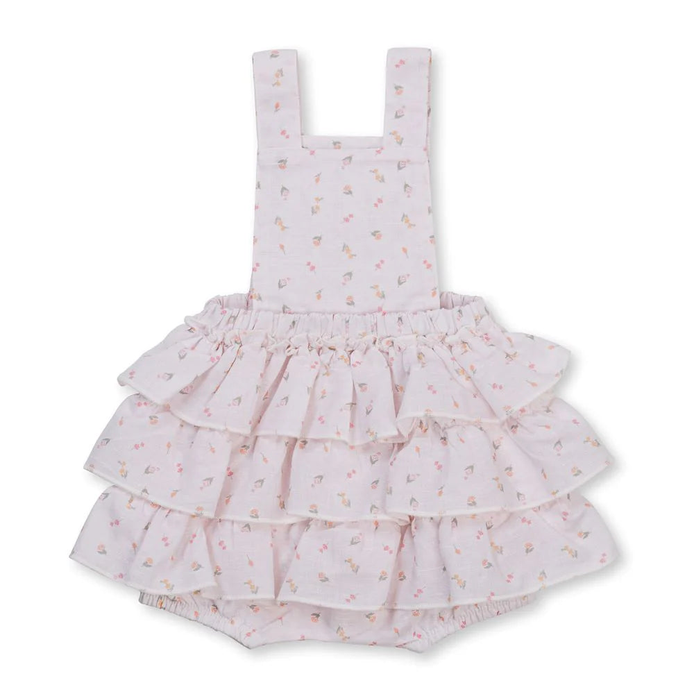 Tiny Twig - Organic Cotton Frill Overall - Pretty In Pink