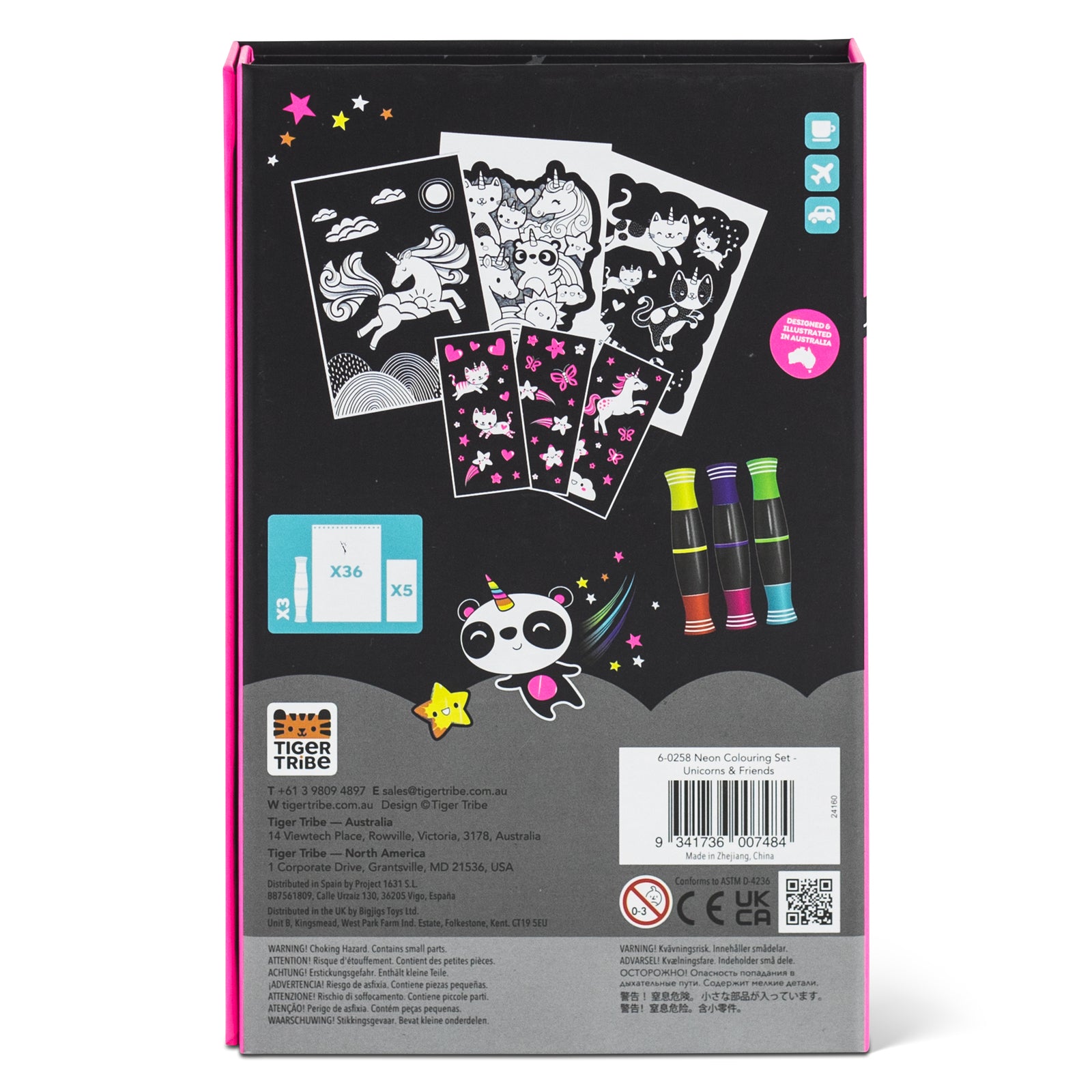 Tiger Tribe - Colouring Set - Neon - Unicorns and Friends