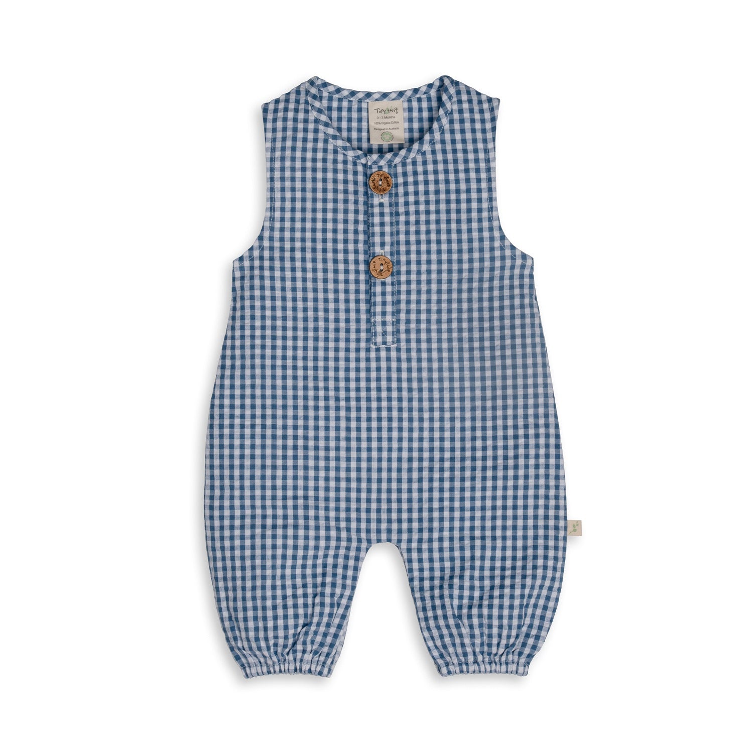 Tiny Twig - Organic Cotton Playsuit - Blue Gingham