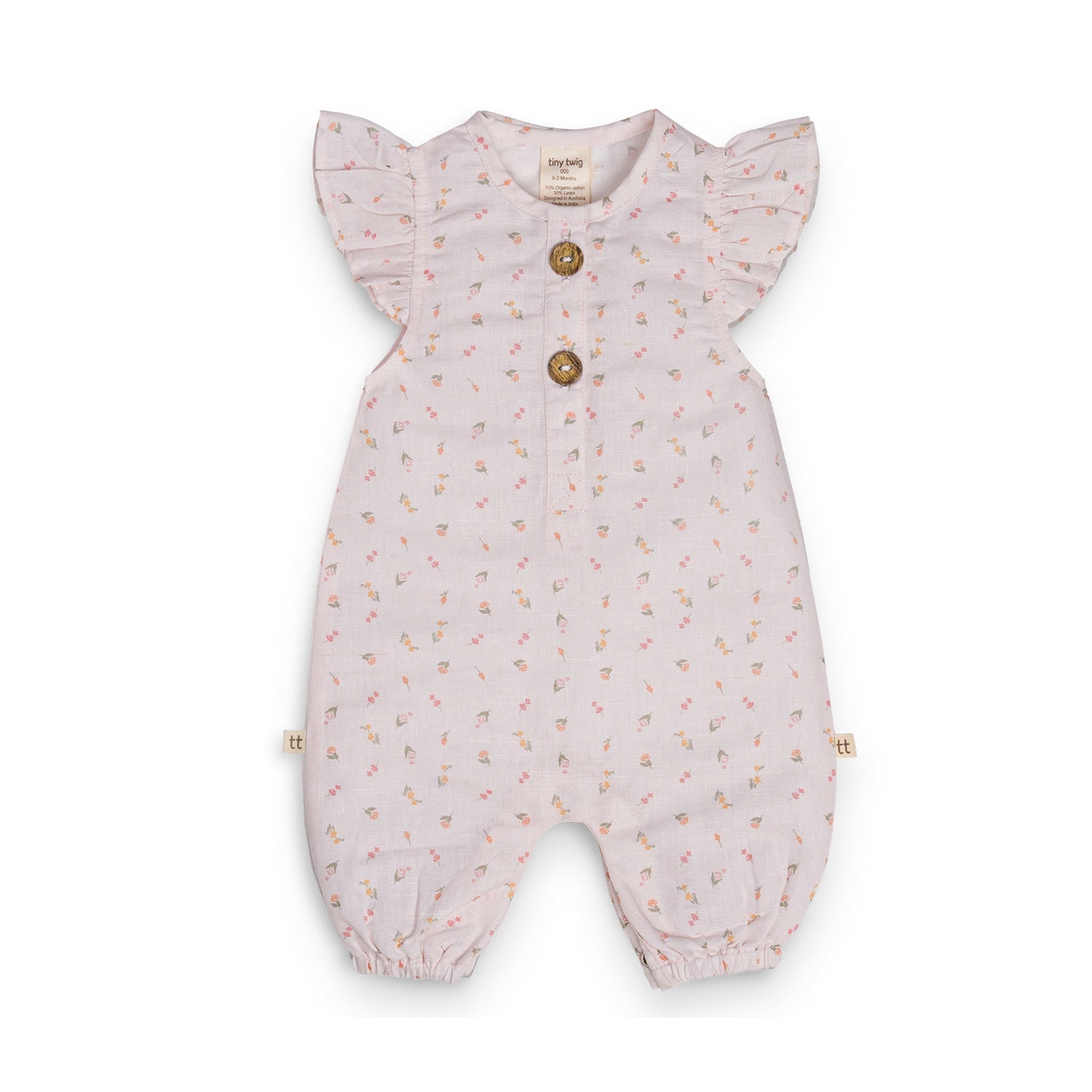 Tiny Twig - Organic Cotton Cap Sleeve Playsuit - Pretty In Pink