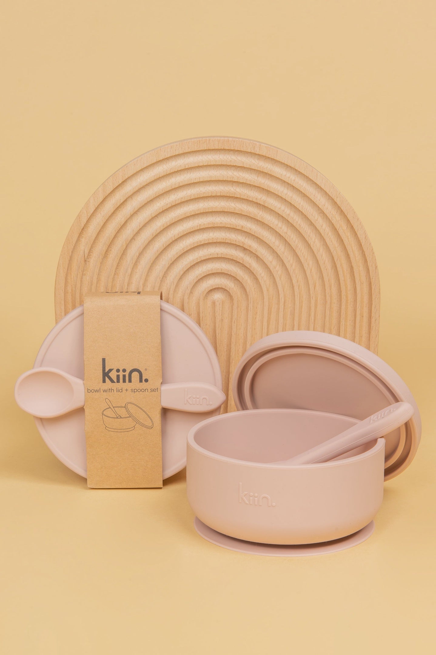 Kiin - Silicone Suction Bowl with Lid + Spoon Set - Blossom
