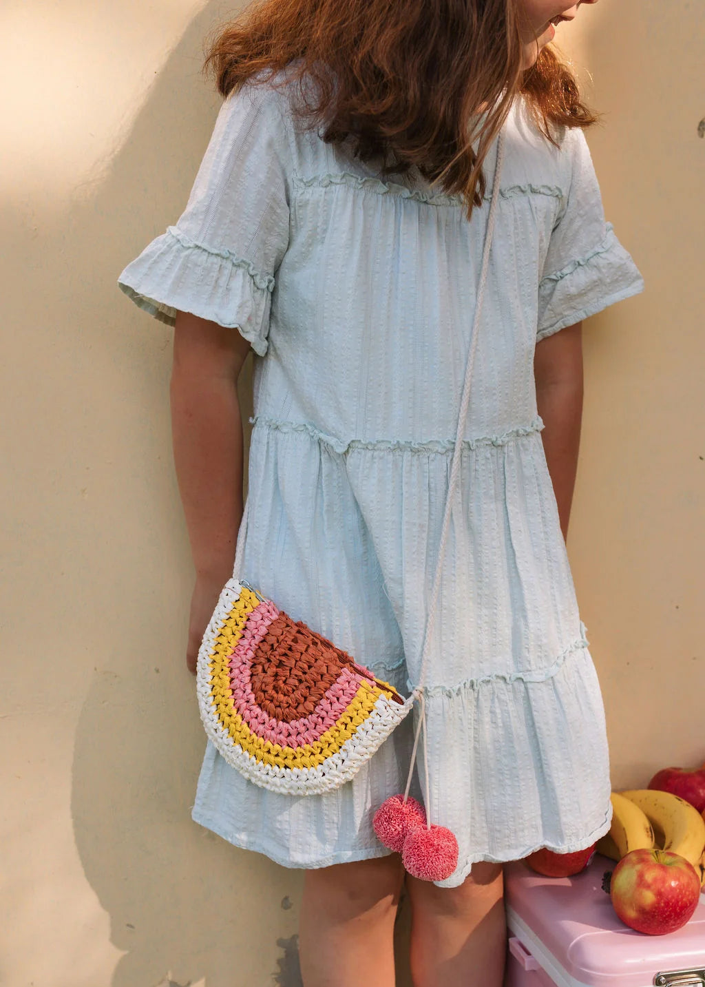 Acorn - Rainbow Pom Pom Straw Bag