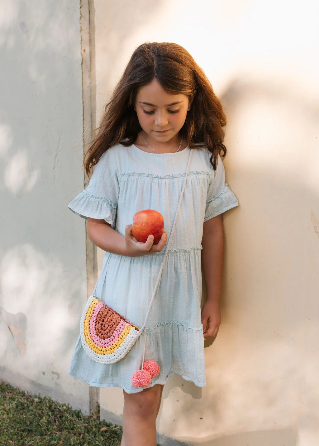 Acorn - Rainbow Pom Pom Straw Bag