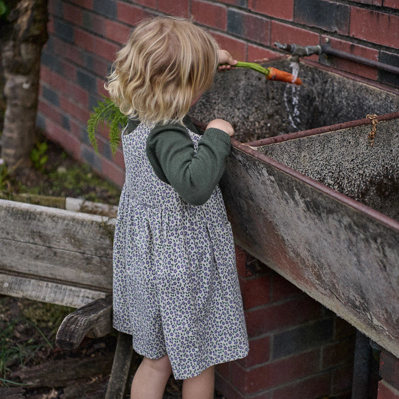 Nature Baby - Amelia Pinafore- Briarwood Heron Print