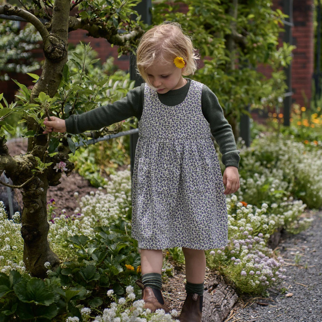 Nature Baby - Amelia Pinafore- Briarwood Heron Print