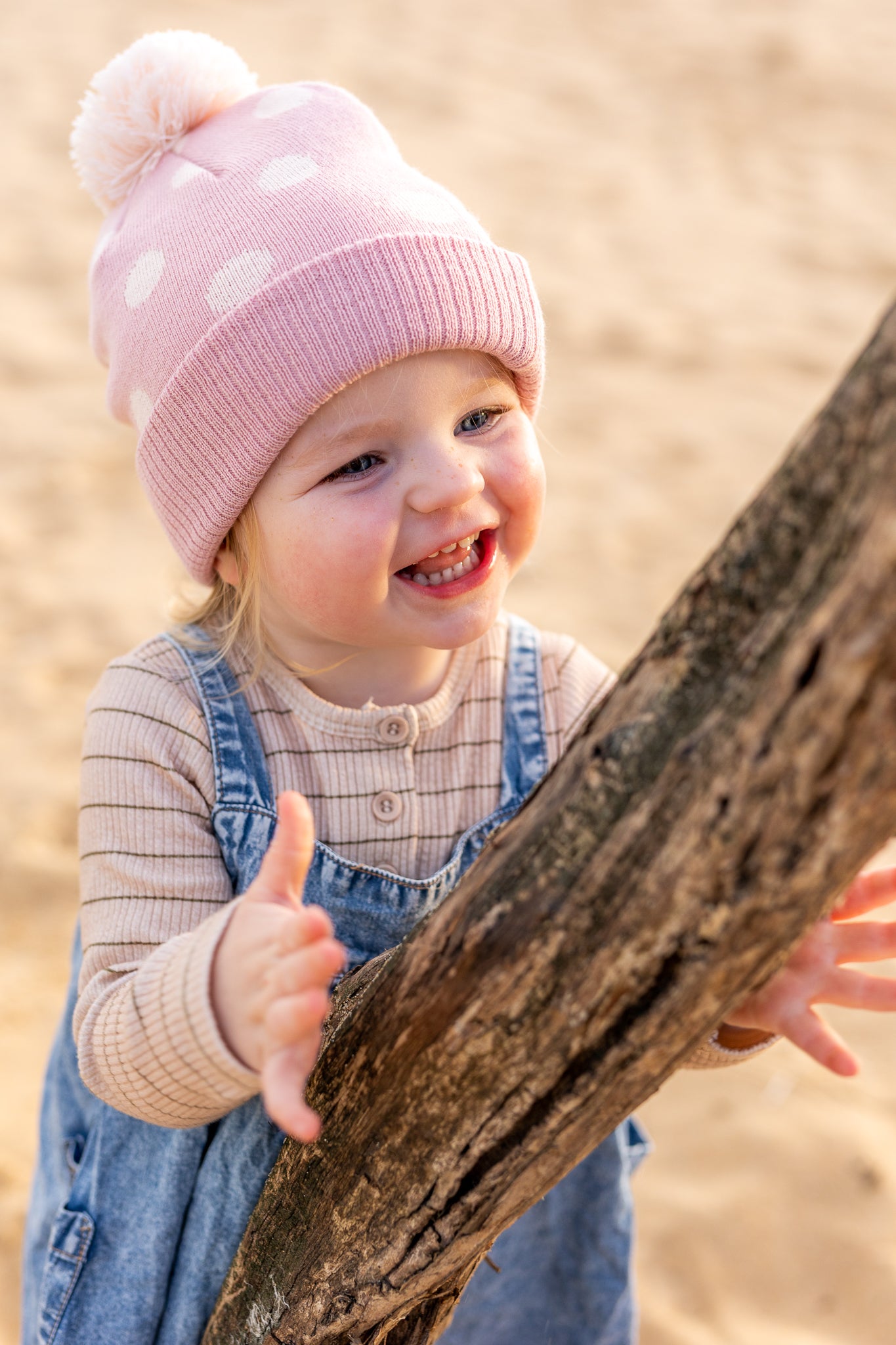 Acorn - Raindrops Merino Beanie - Dusky Pink