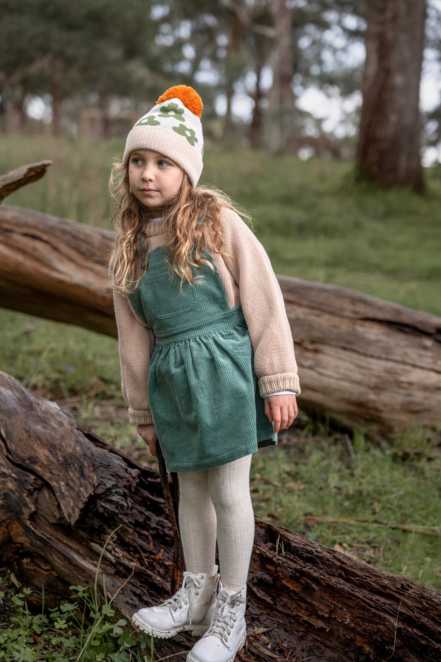Acorn - Flower Power Merino Beanie - Green