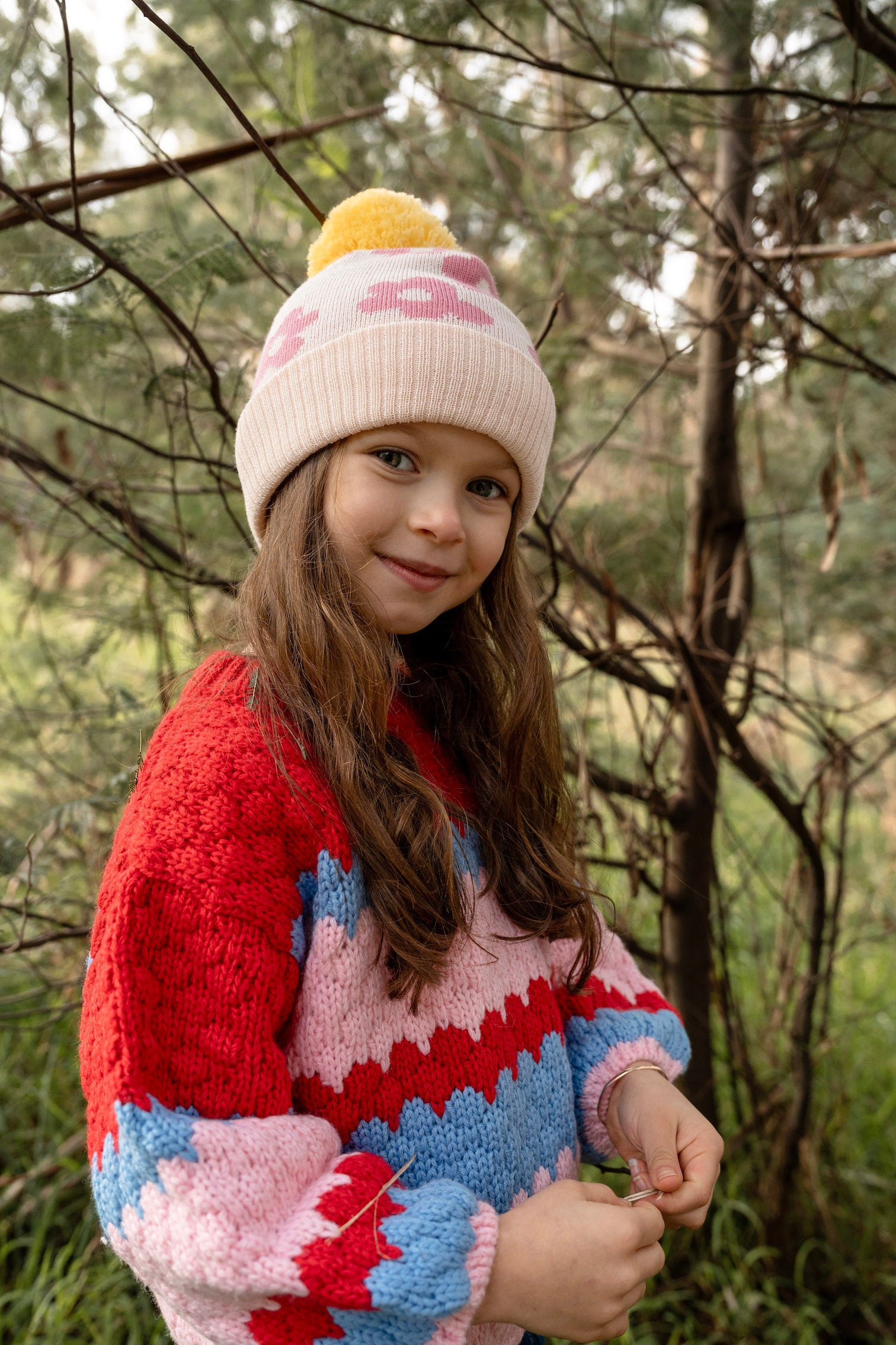 Acorn - Flower Power Merino Beanie Pink