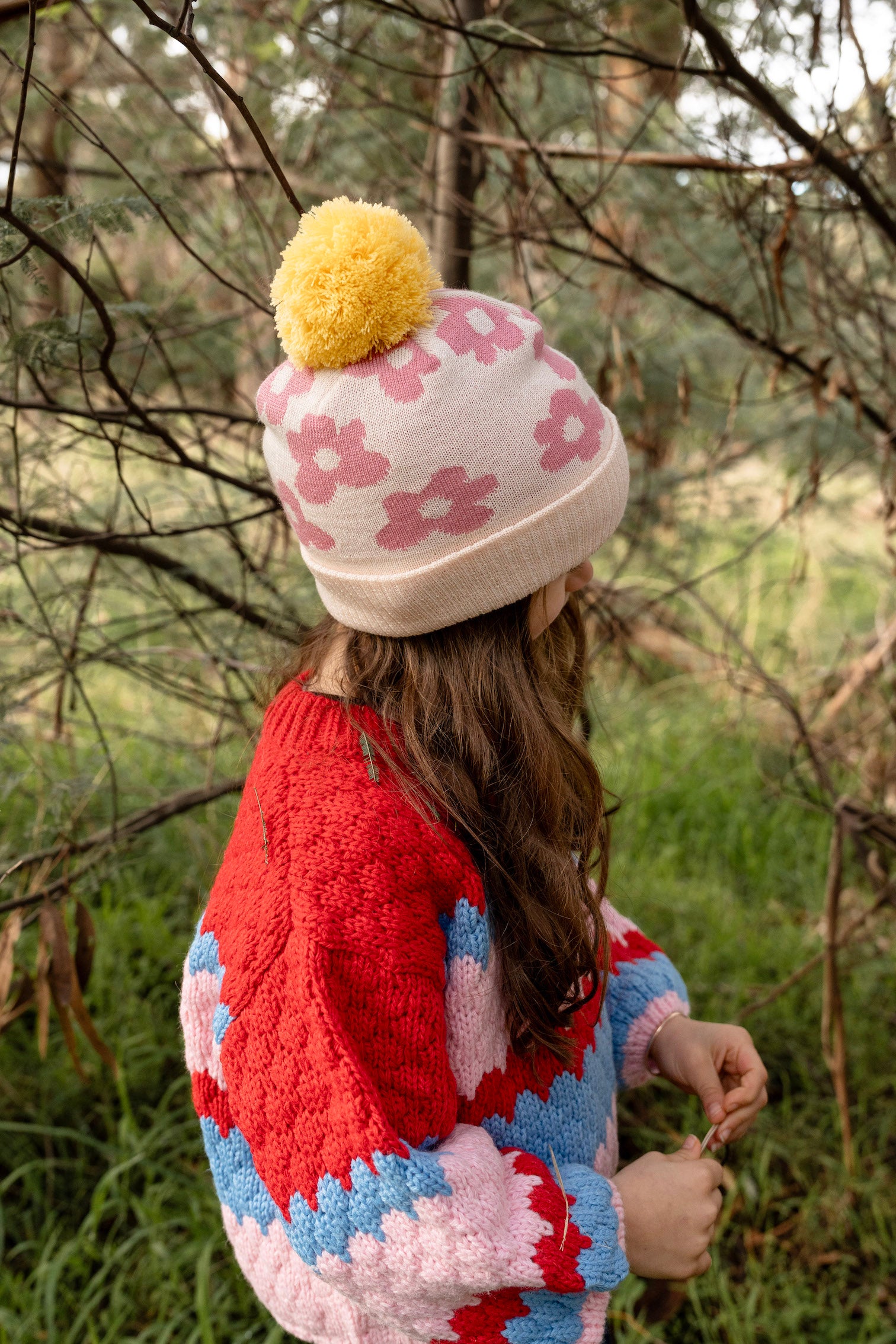 Acorn - Flower Power Merino Beanie Pink