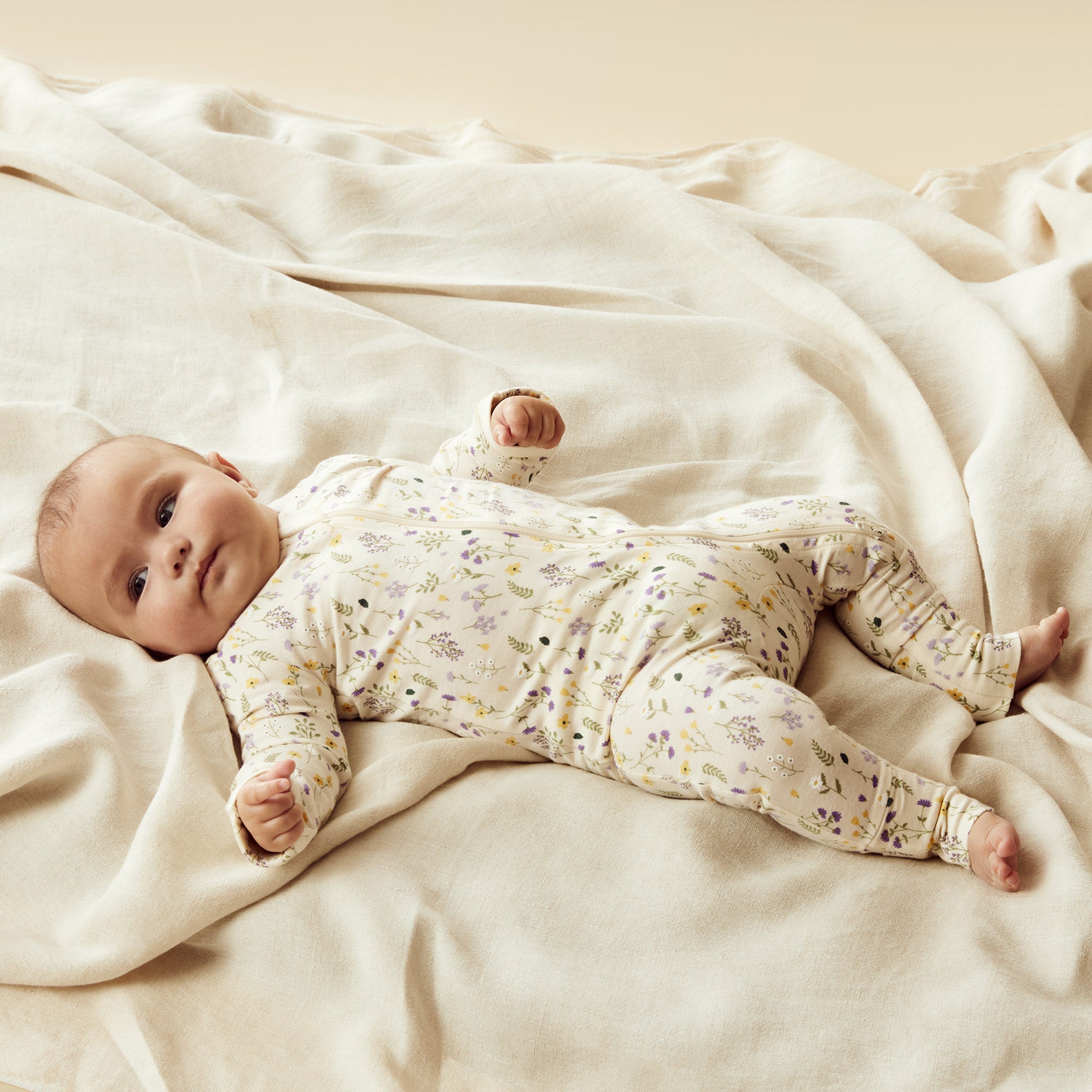 Wilson & Frenchy - Bella Floral Organic Zipsuit with Feet
