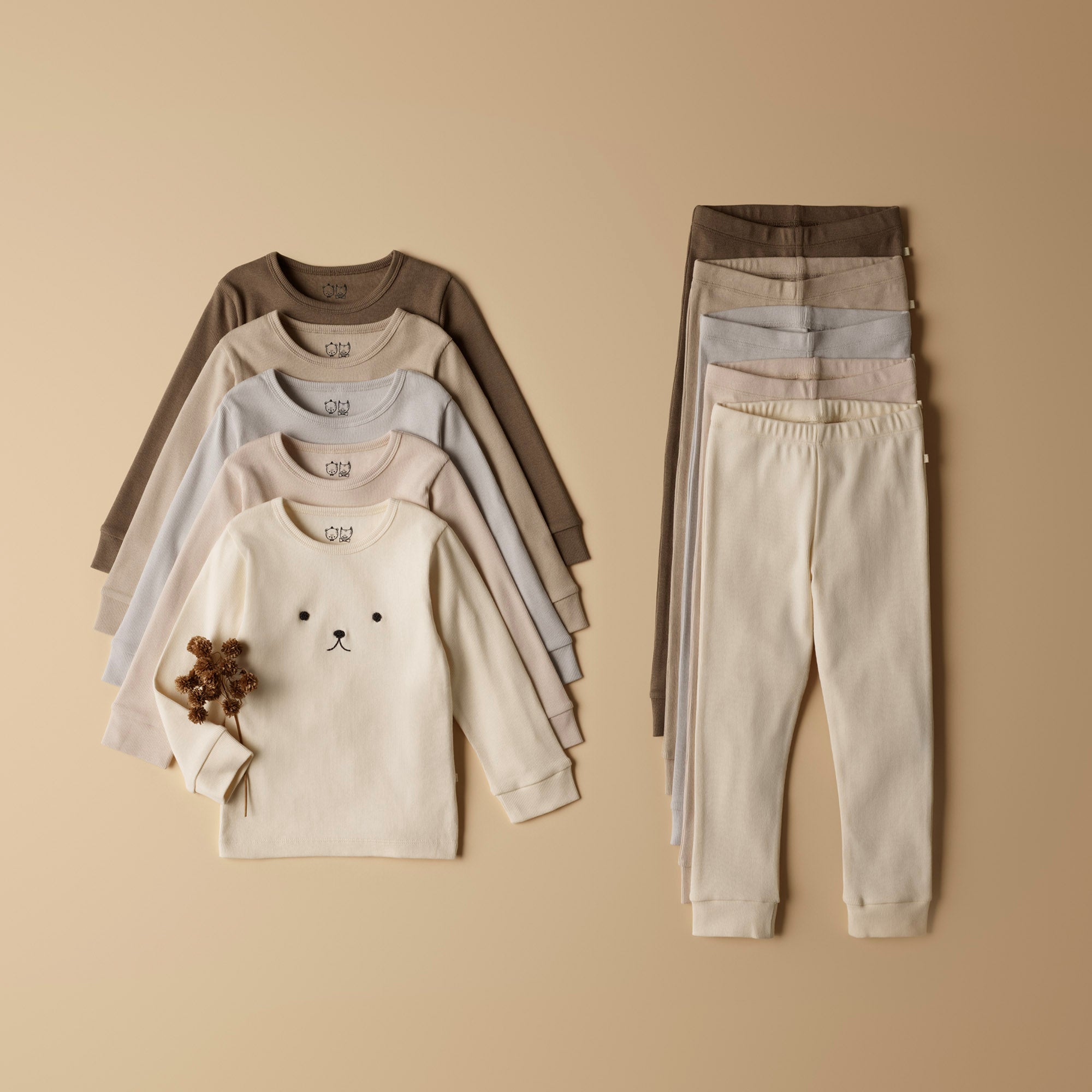 Wilson & Frenchy - Walnut Organic Rib Long Sleeved Pyjamas