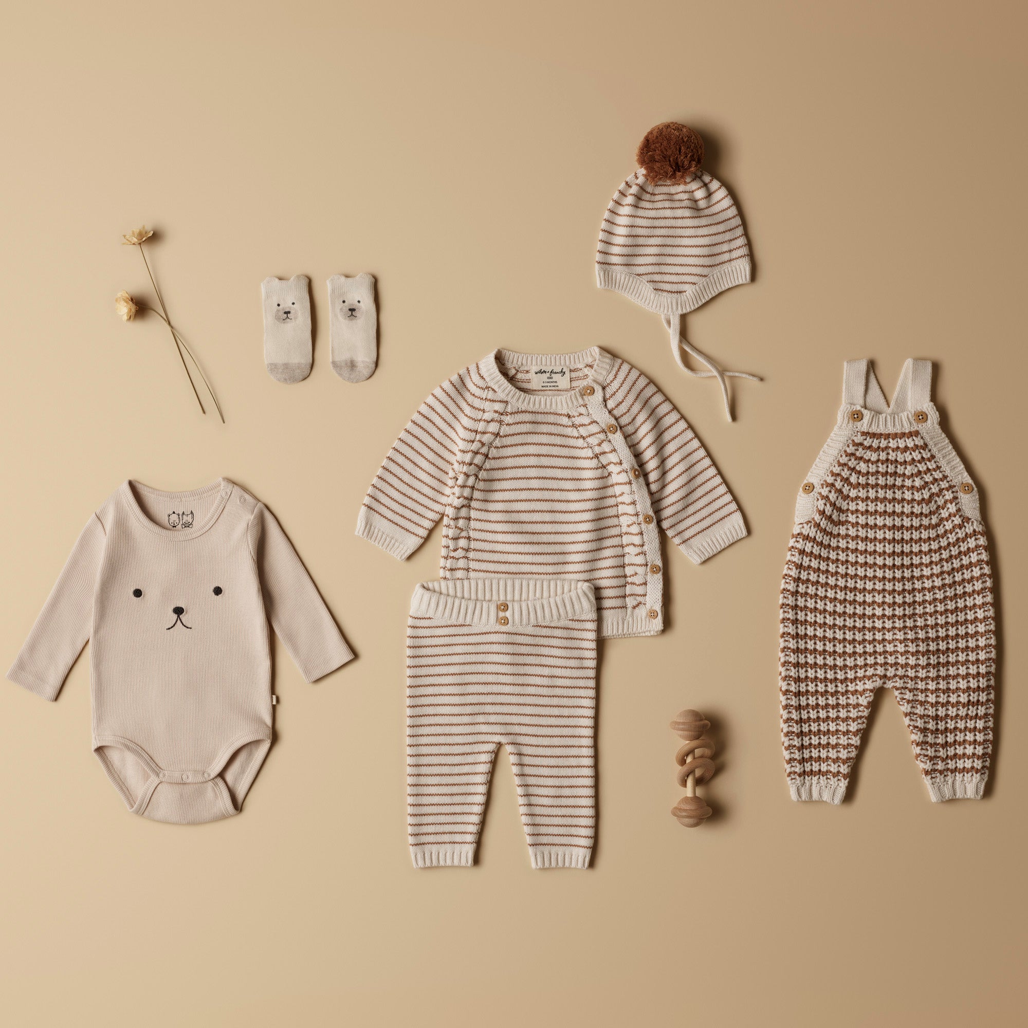 Wilson & Frenchy - Cinnamon Stripe Organic Knitted Overall