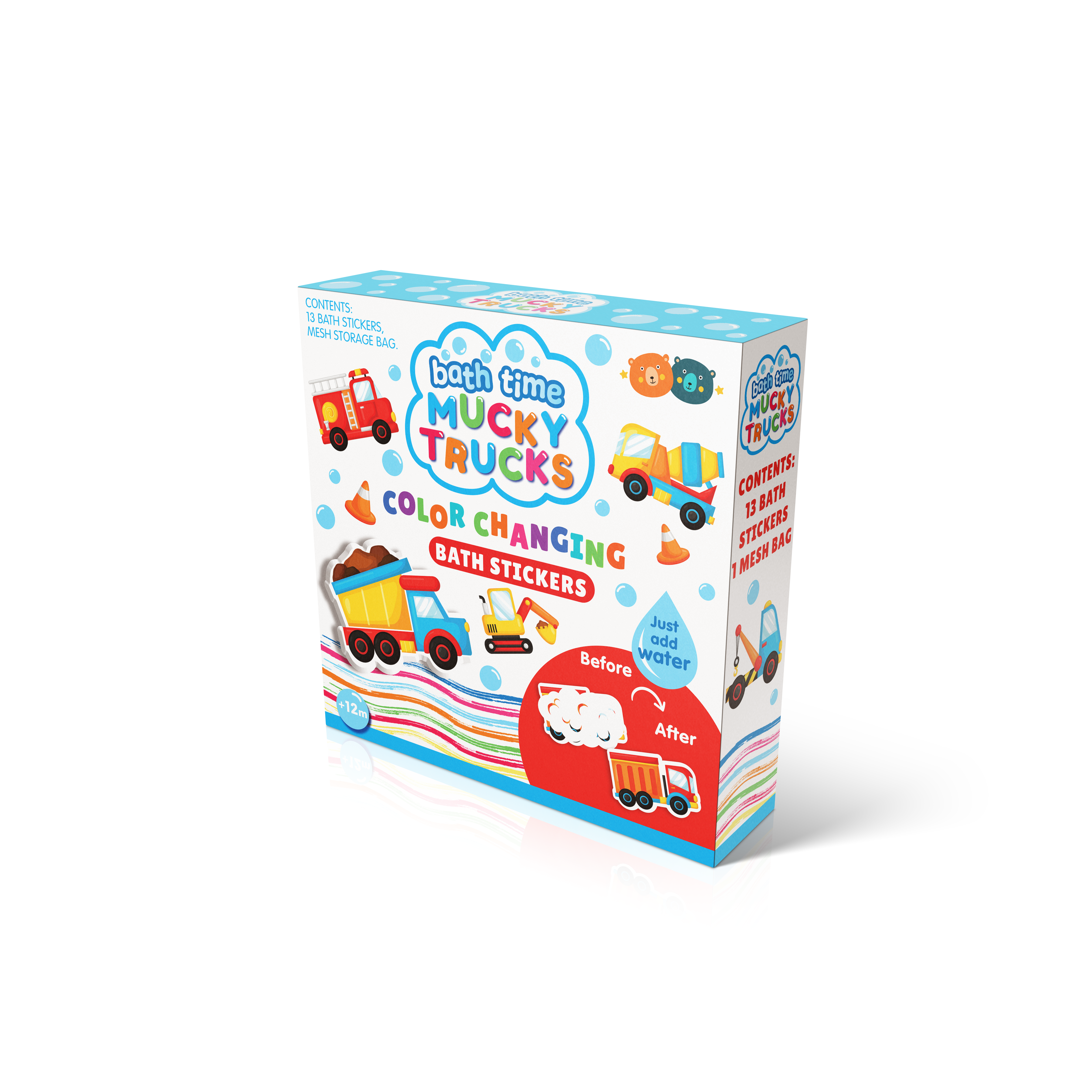 Buddy & Barney - Colour Changing Bath Stickers - Mucky Trucks