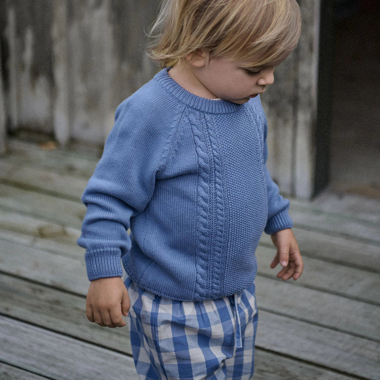 Nature Baby - Billy Jumper - Dusky Blue Cable Knit