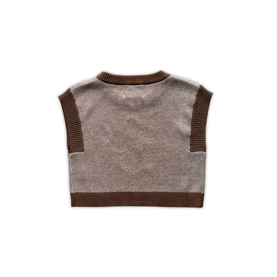 Grown - Organic Fields Embroidery Knit Vest - Espresso
