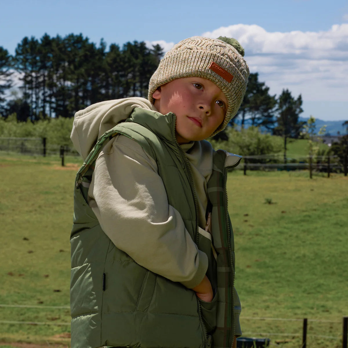 Crywolf - Pom Pom Beanie - Olive Speckle