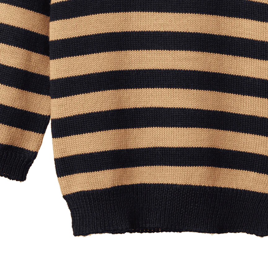 Nature Baby - Merino Knit Pullover - Navy & Caramel Stripe