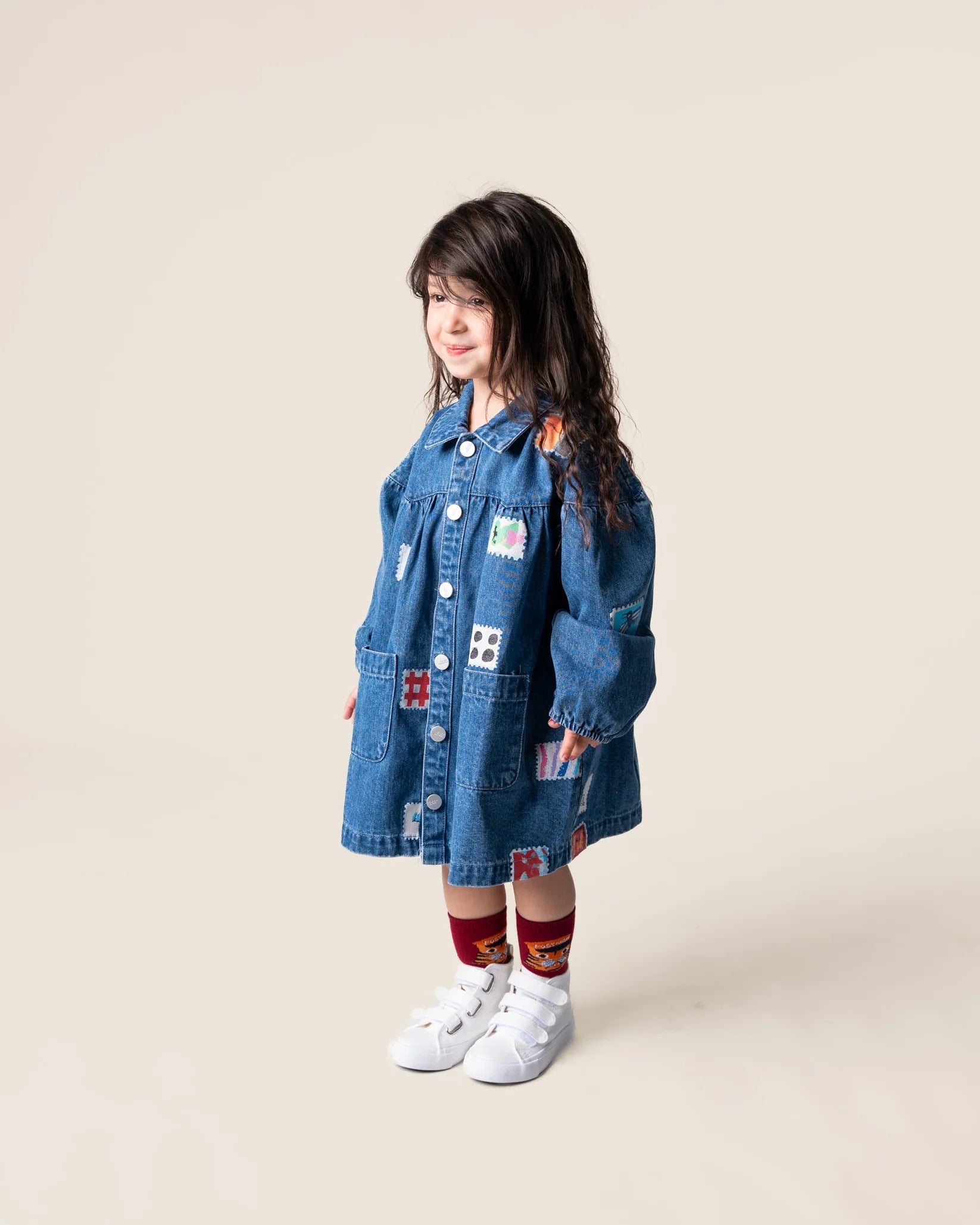 Das Ist Maurice - Denim Smock Dress - Stamps