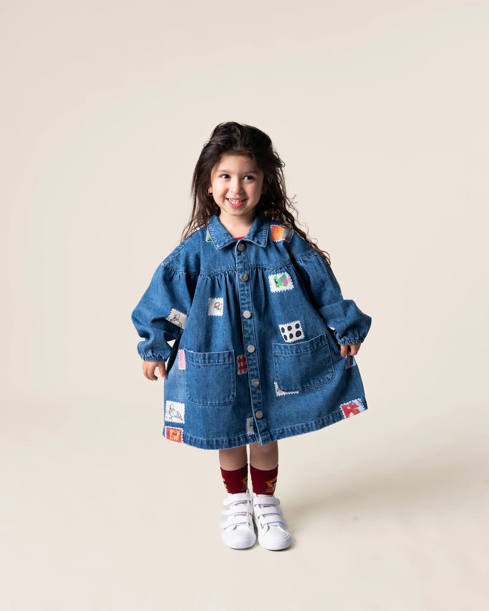 Das Ist Maurice - Denim Smock Dress - Stamps