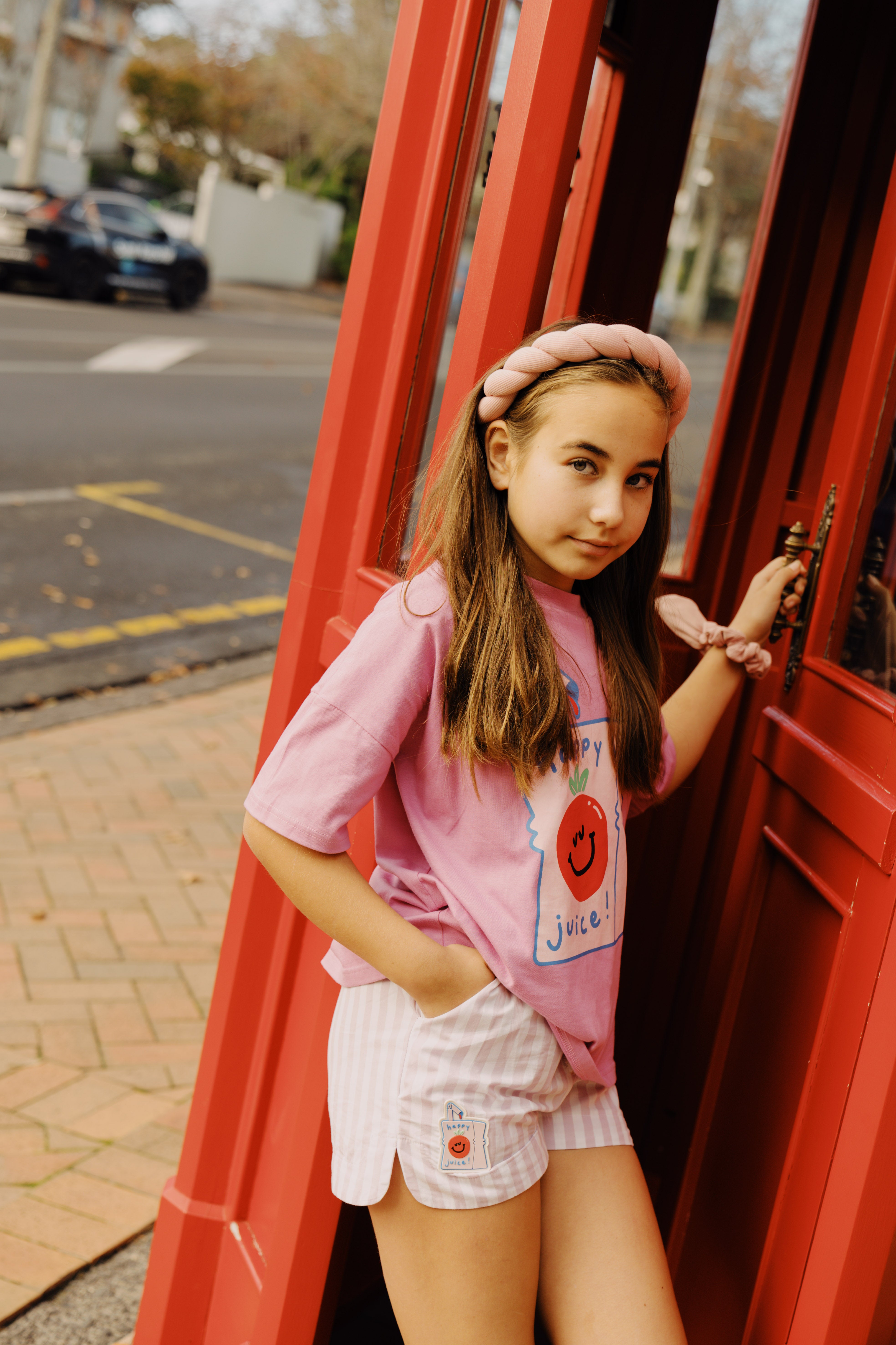 The Girl Club - Cotton  Shorts - Pink Stripe