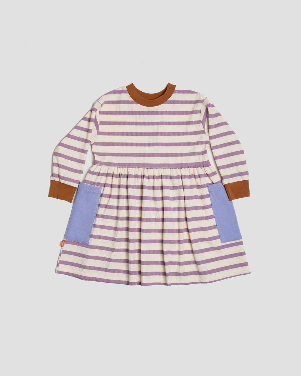 Das Ist Maurice - Long Sleeve Bell Dress - Purple Stripes