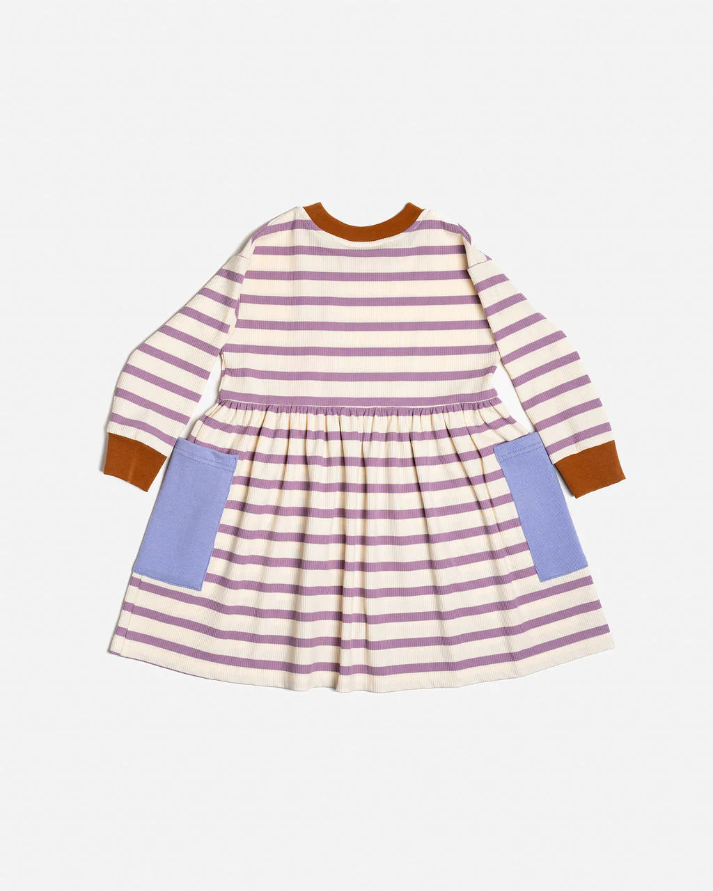 Das Ist Maurice - Long Sleeve Bell Dress - Purple Stripes