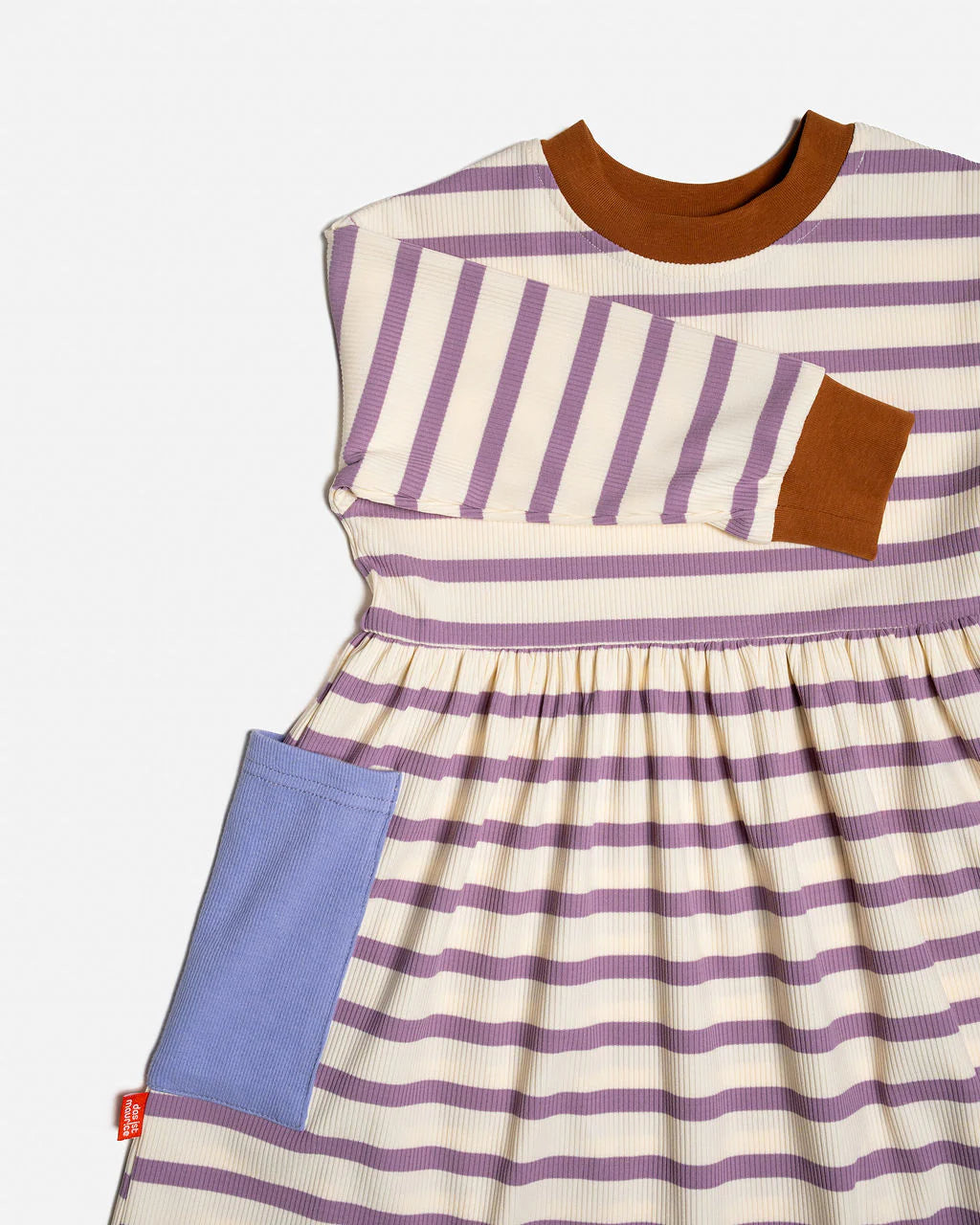 Das Ist Maurice - Long Sleeve Bell Dress - Purple Stripes