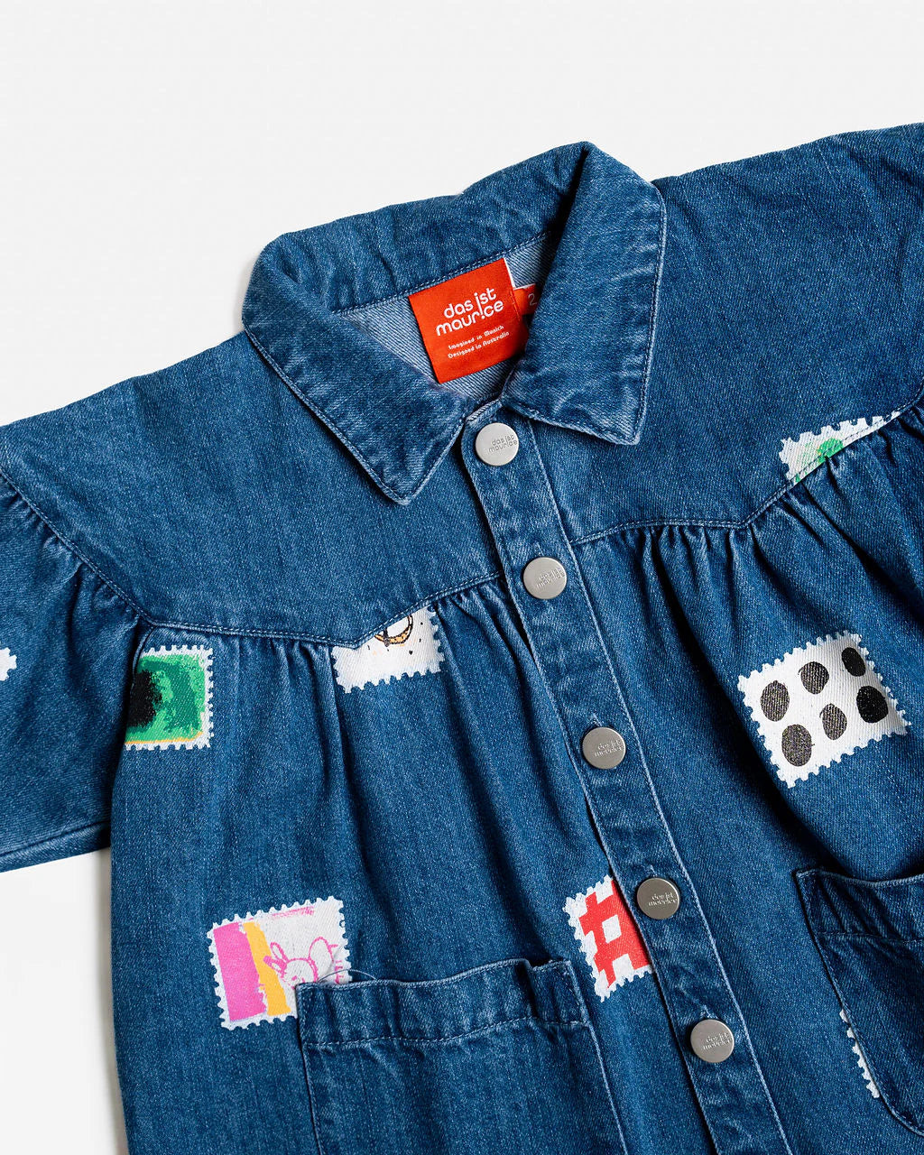 Das Ist Maurice - Denim Smock Dress - Stamps
