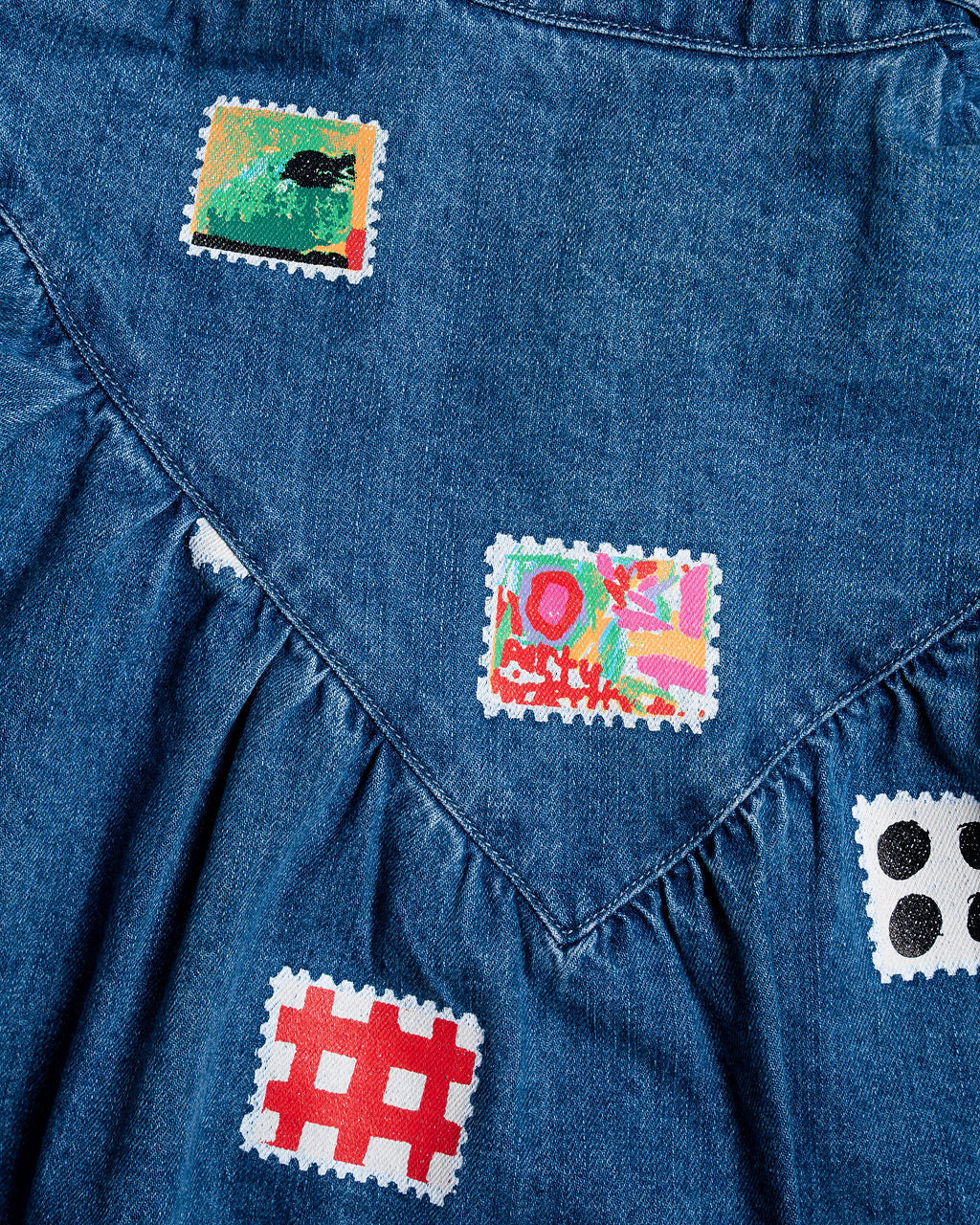 Das Ist Maurice - Denim Smock Dress - Stamps