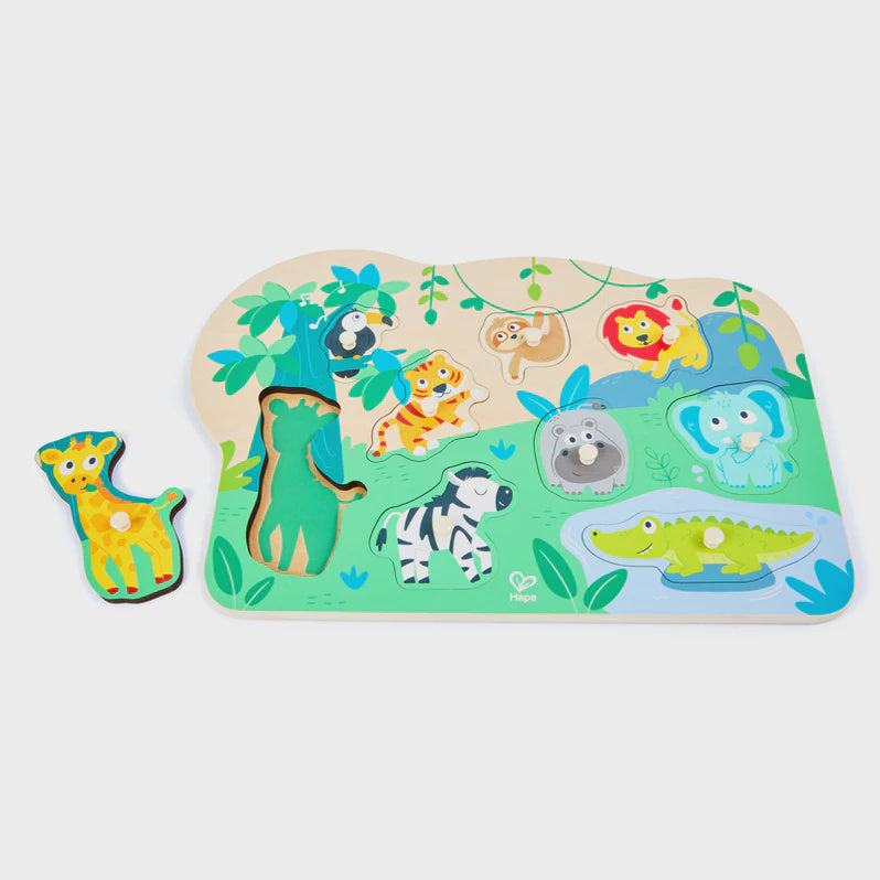 Hape - Wild Animals Peg Puzzle 10 Pcs