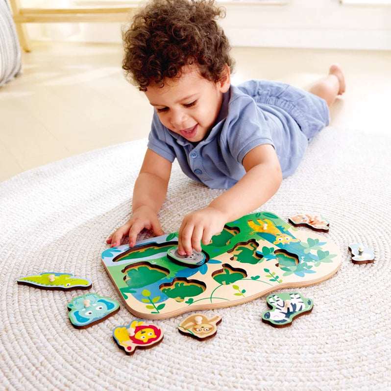 Hape - Wild Animals Peg Puzzle 10 Pcs