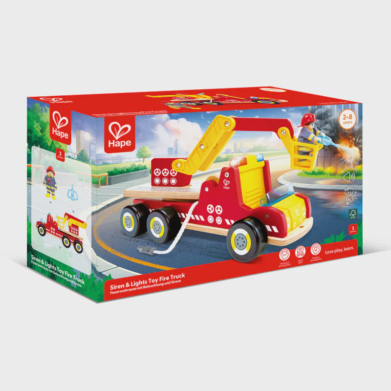 Hape -  Siren & Lights Toy Fire Truck