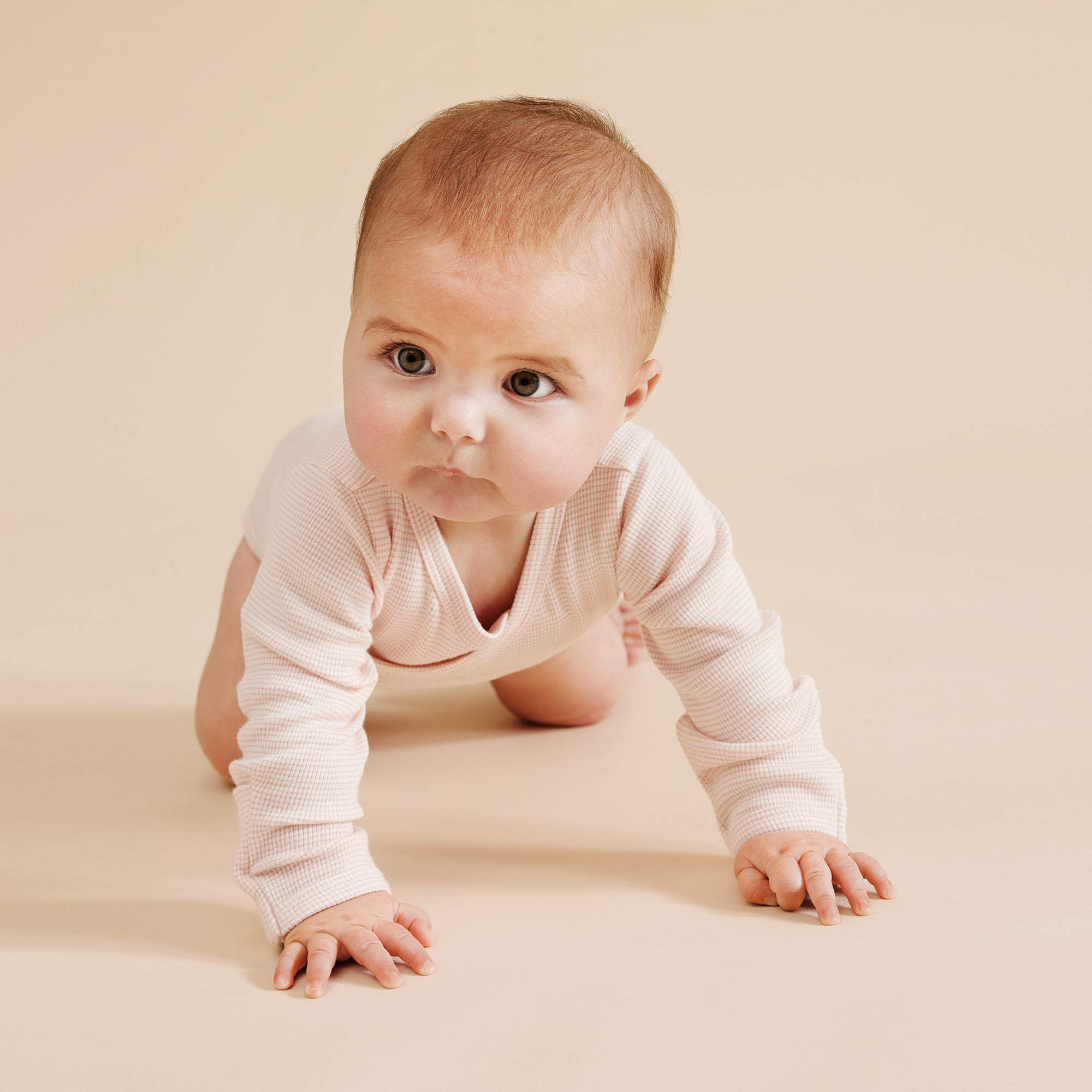 Wilson & Frenchy - Cantaloupe Organic Stripe Rib Zipsuit  with Feet