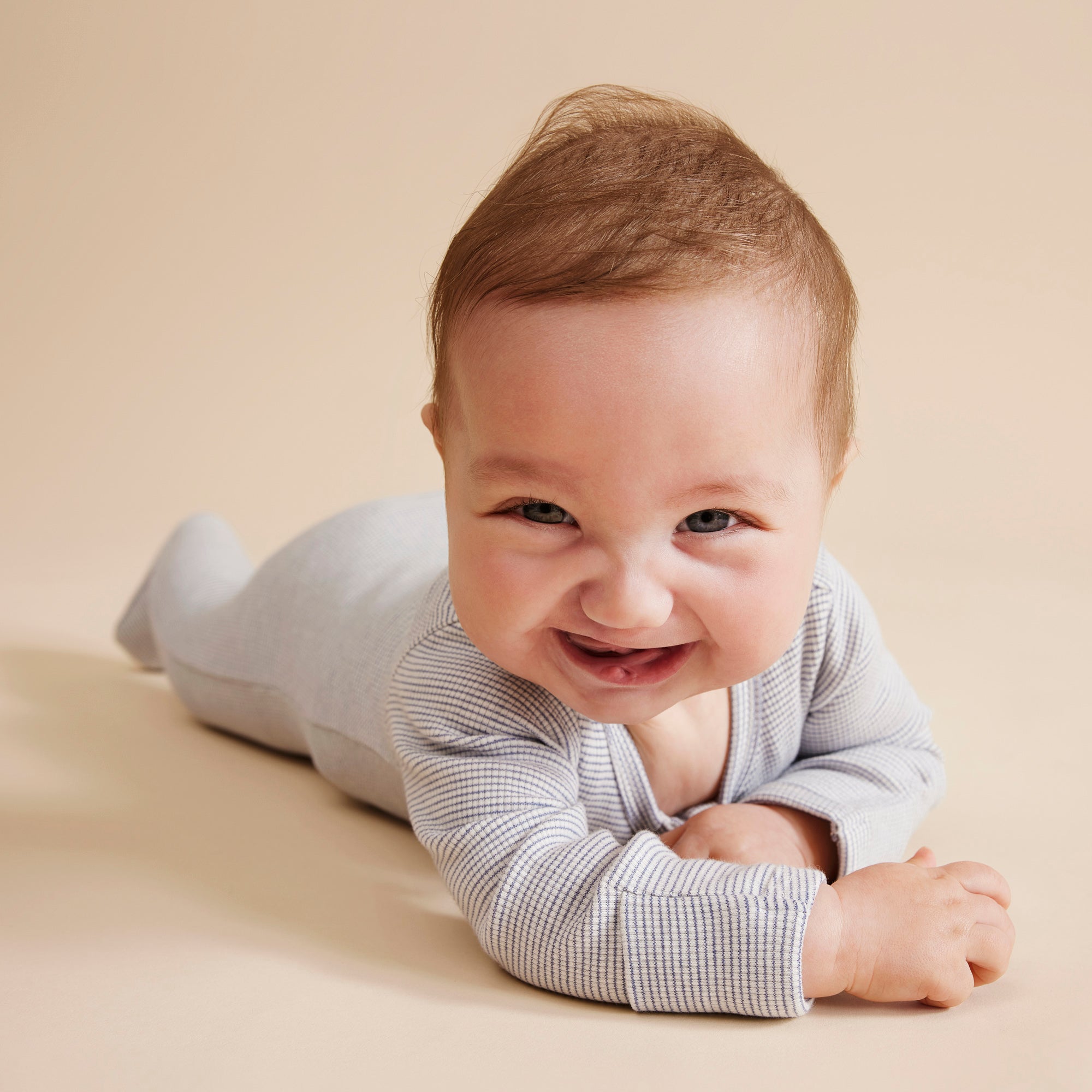 Wilson & Frenchy - Raindrop Organic Stripe Rib Zipsuit With Feet