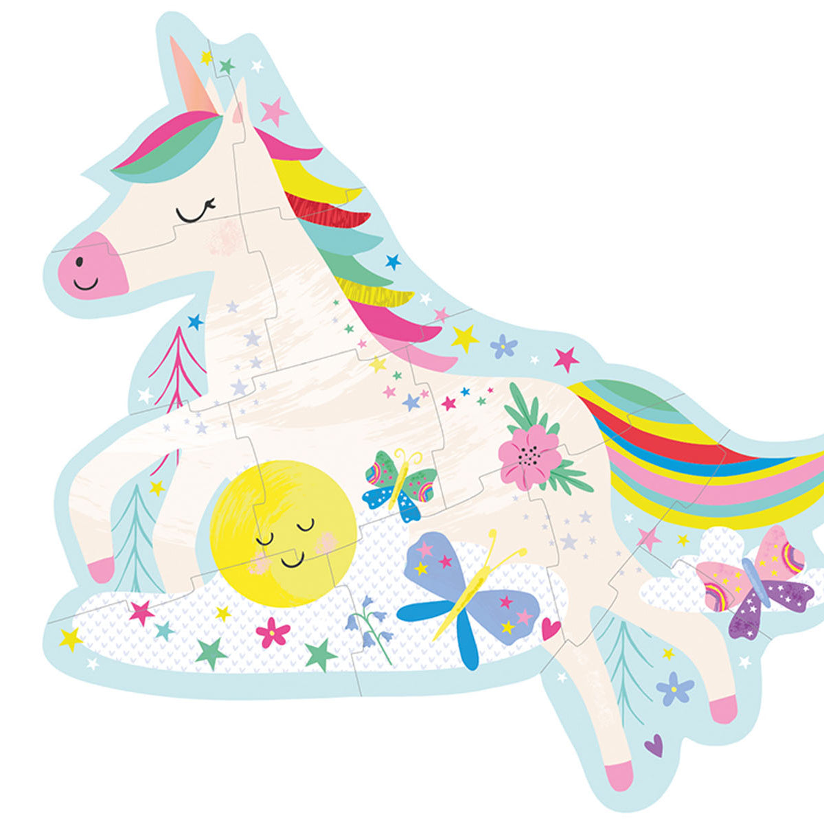 Floss & Rock 12 Pc Shaped Jigsaw Puzzle – Rainbow Unicorn