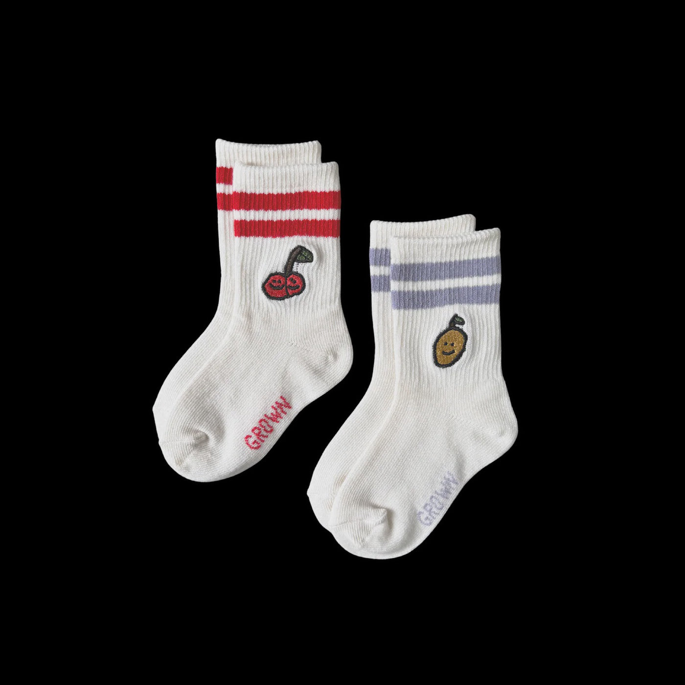 Grown - 2-Pack Fruit Salad Cotton Socks - Milk