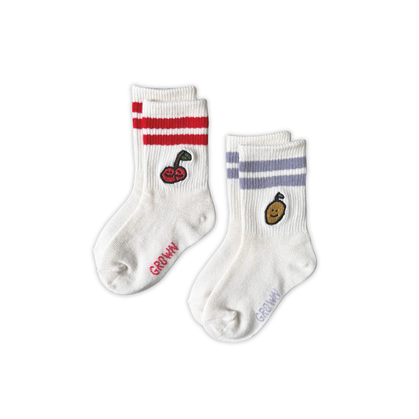 Grown - 2-Pack Fruit Salad Cotton Socks - Milk