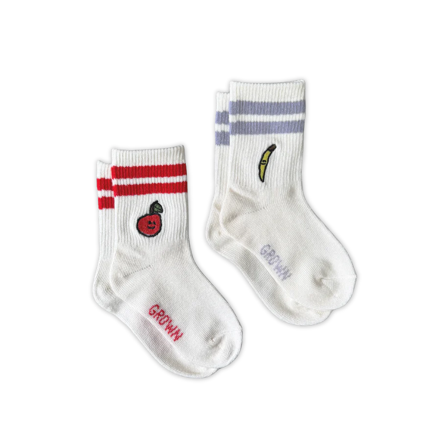Grown - 2-Pack Fruit Salad Cotton Socks - Milk