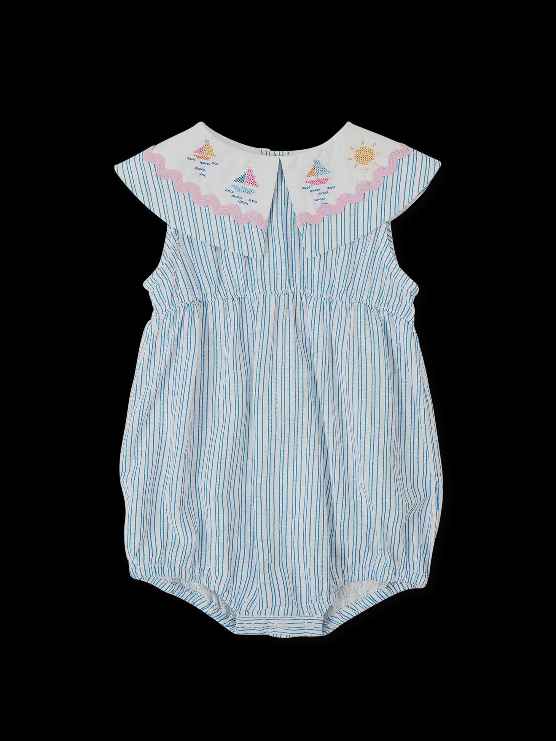 Goldei & Ace - Sailor Stripe Ava Collared Romper