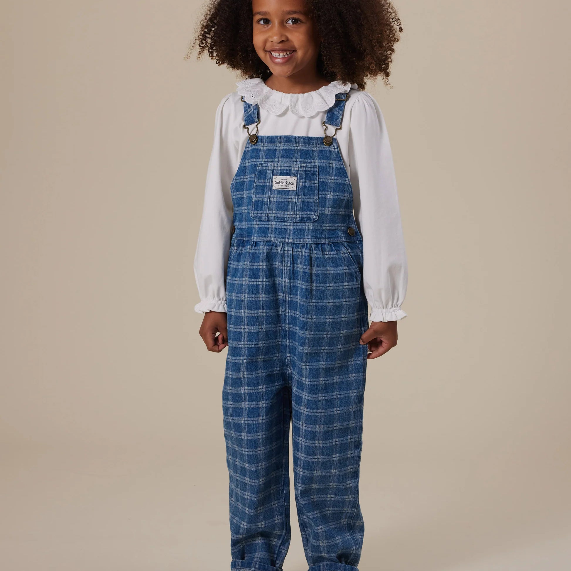 Goldie & Ace - Austin Denim Overalls Blue Check