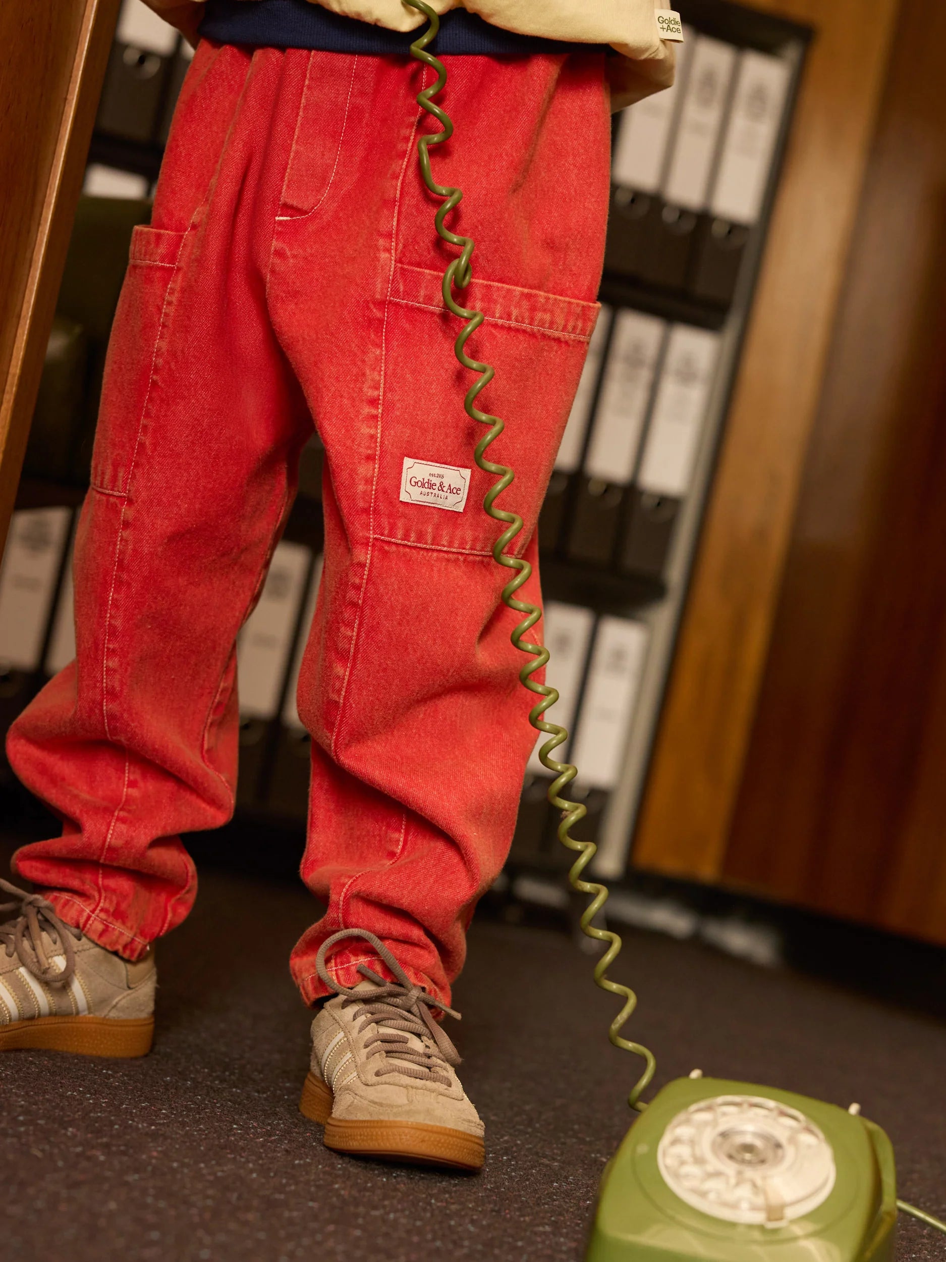 Goldie + Ace - Kit Denim Pocket Pant - Apple Red