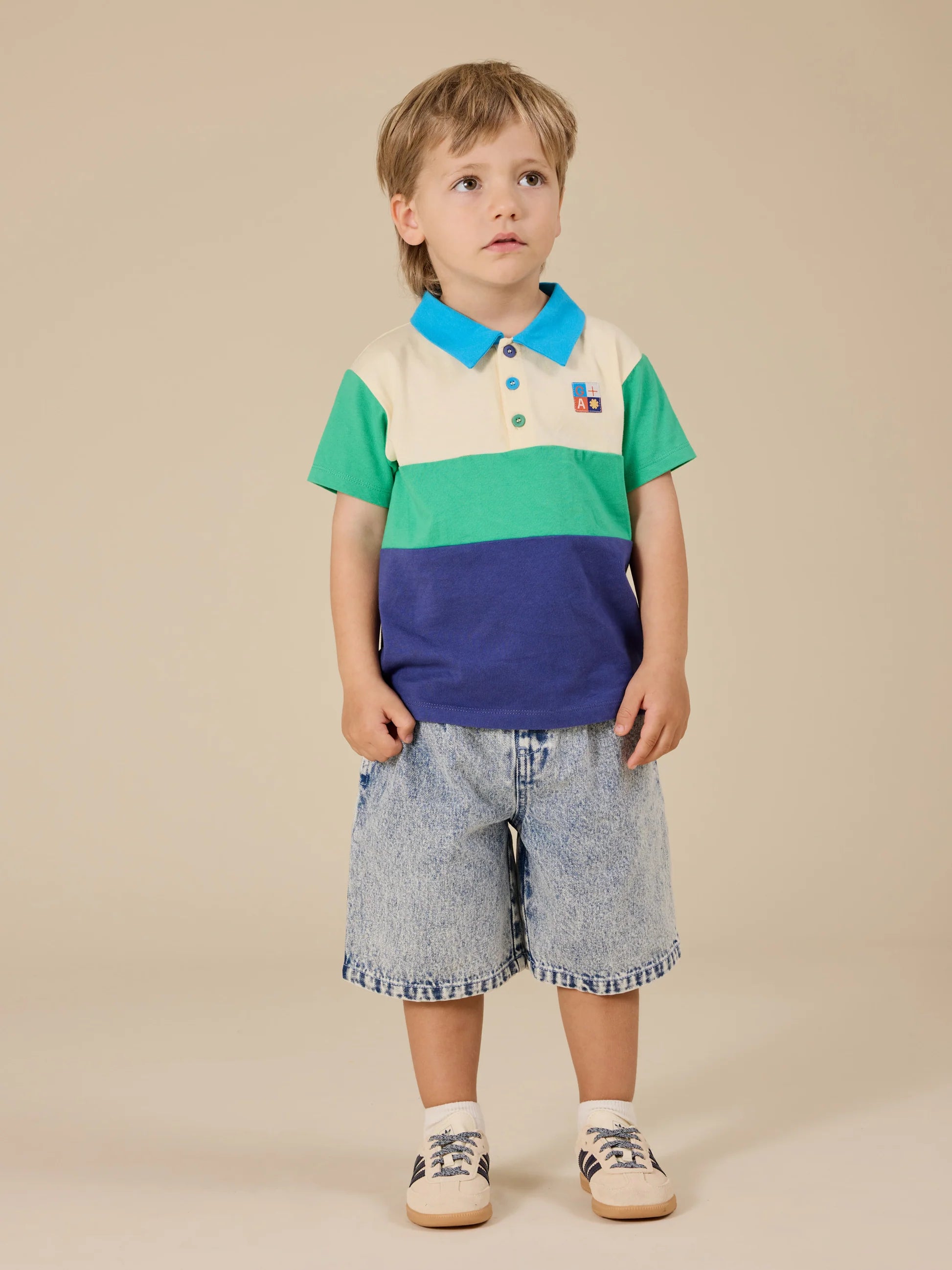 Goldie & Ace - Lewis Colour Block Polo Shirt Forest