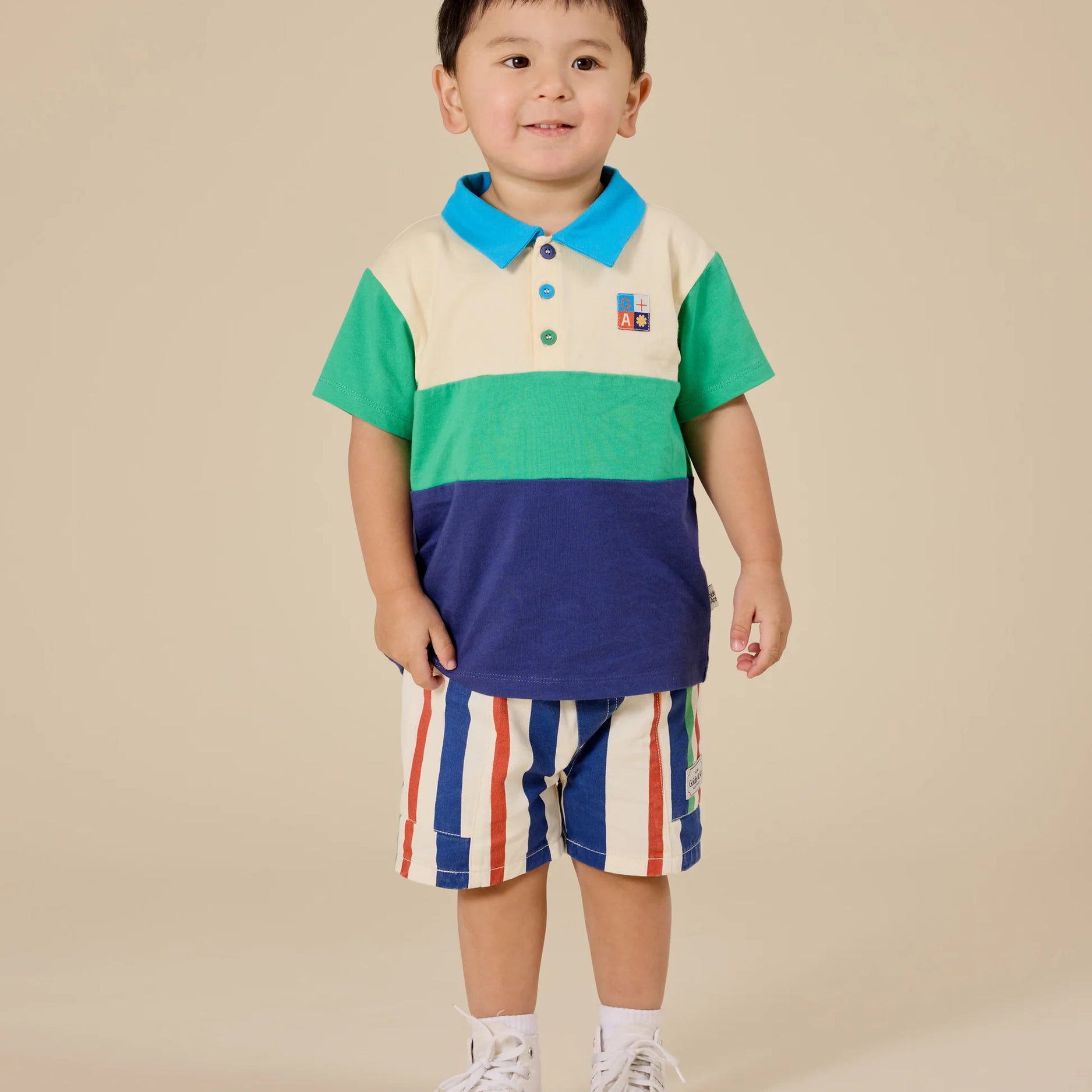 Goldie & Ace - Lewis Colour Block Polo Shirt Forest