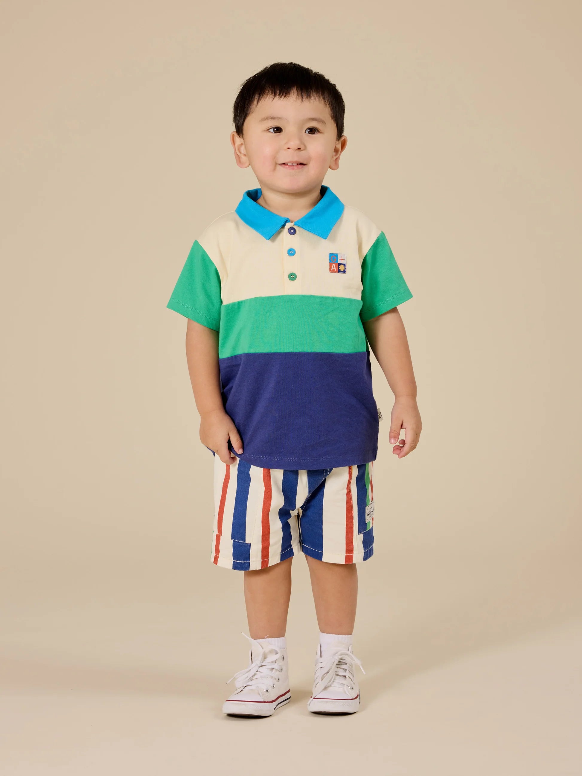 Goldie & Ace - Lewis Colour Block Polo Shirt Forest