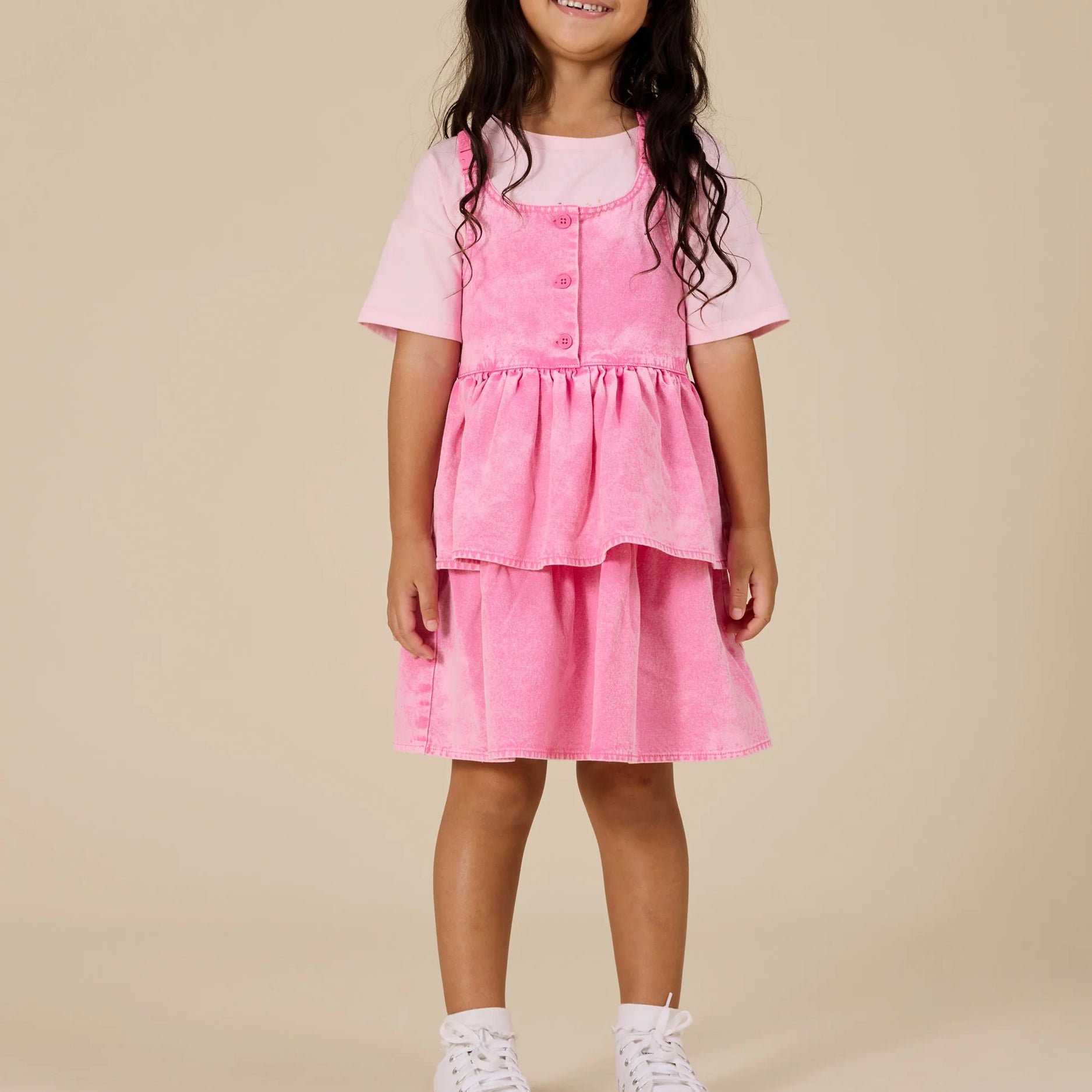 Goldie & Ace - Saskia Denim Frill Pinafore Dress