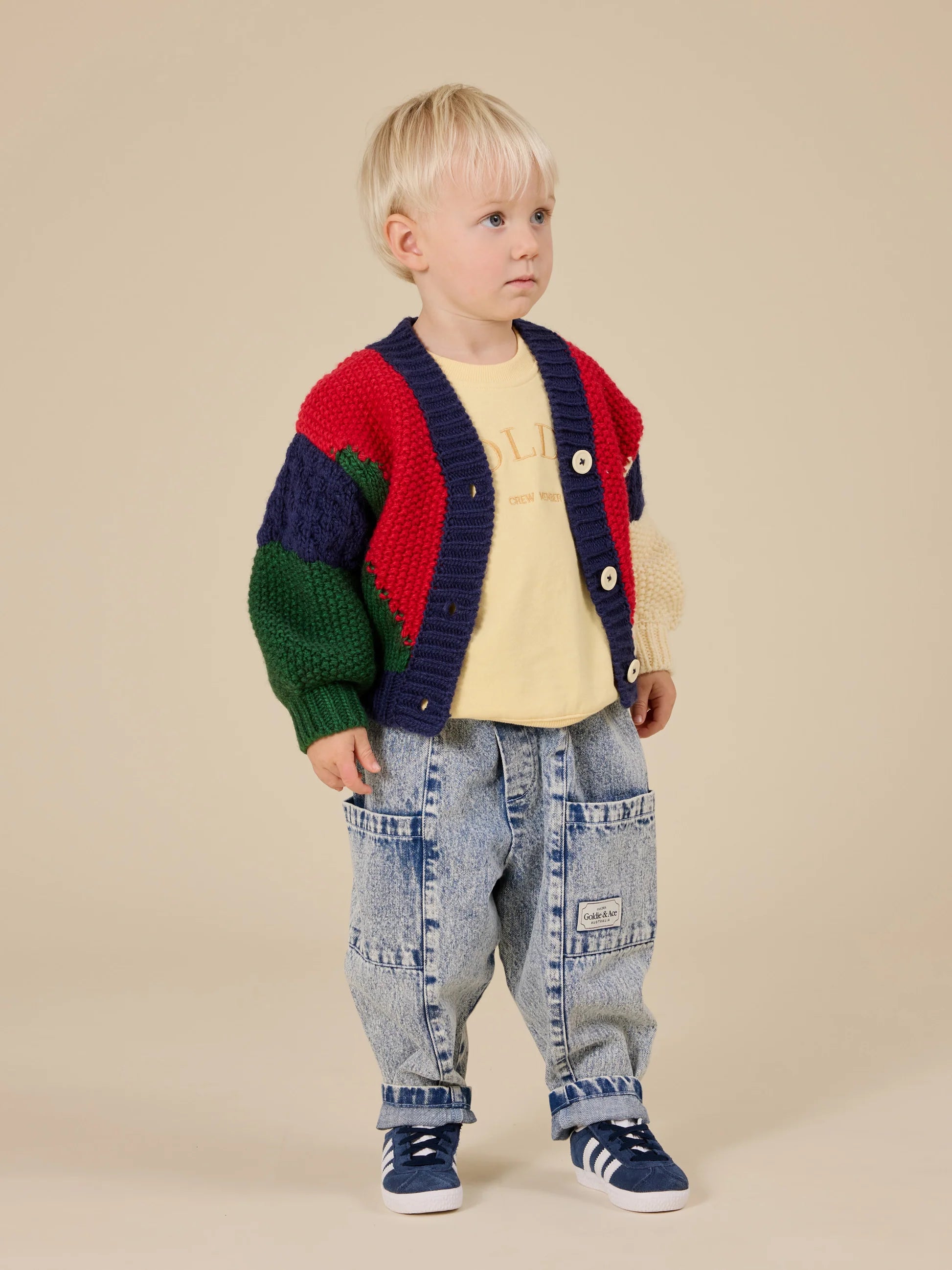 Goldie & Ace - Colour Block Knit Cardigan Primary