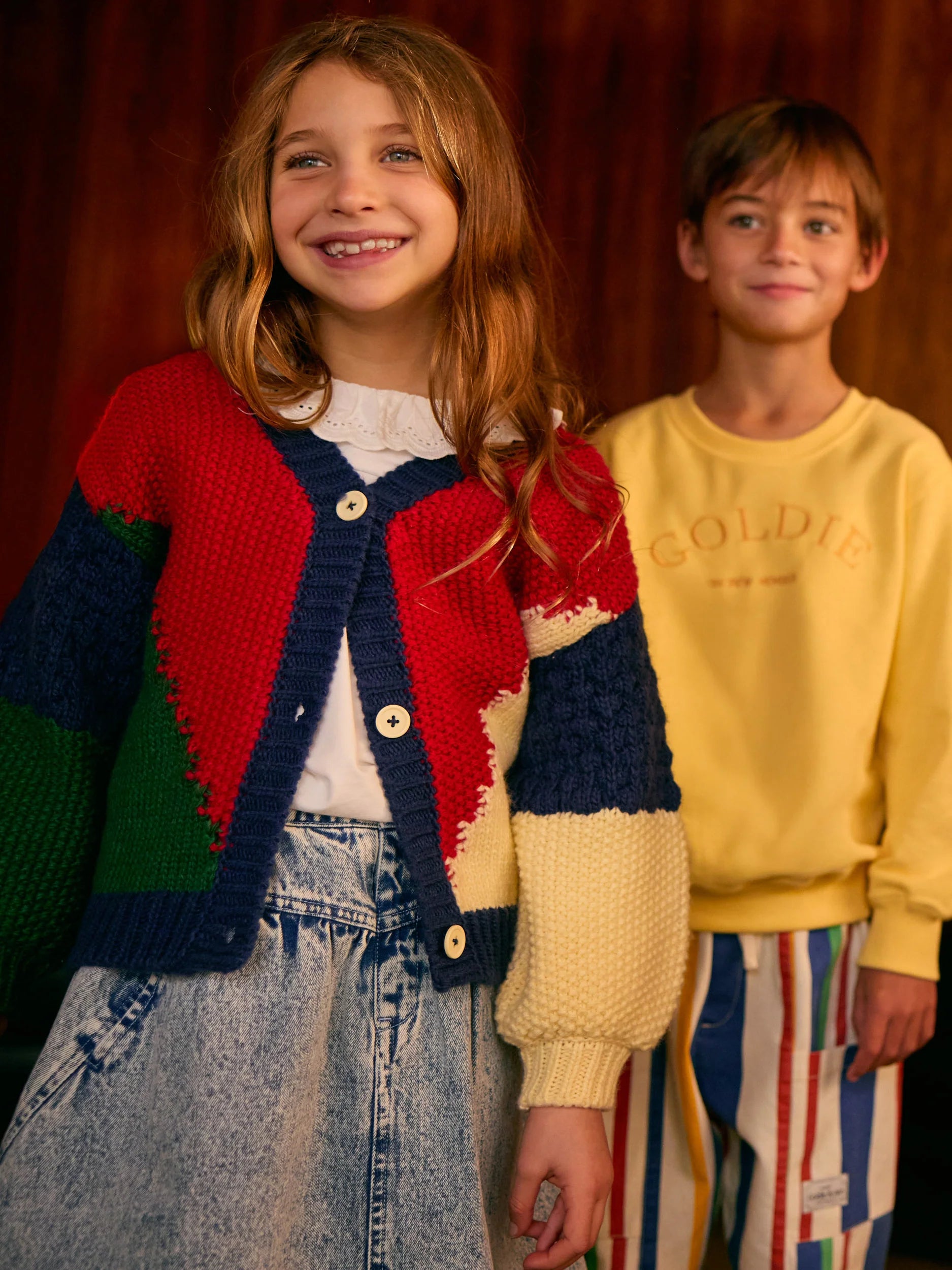 Goldie & Ace - Colour Block Knit Cardigan Primary