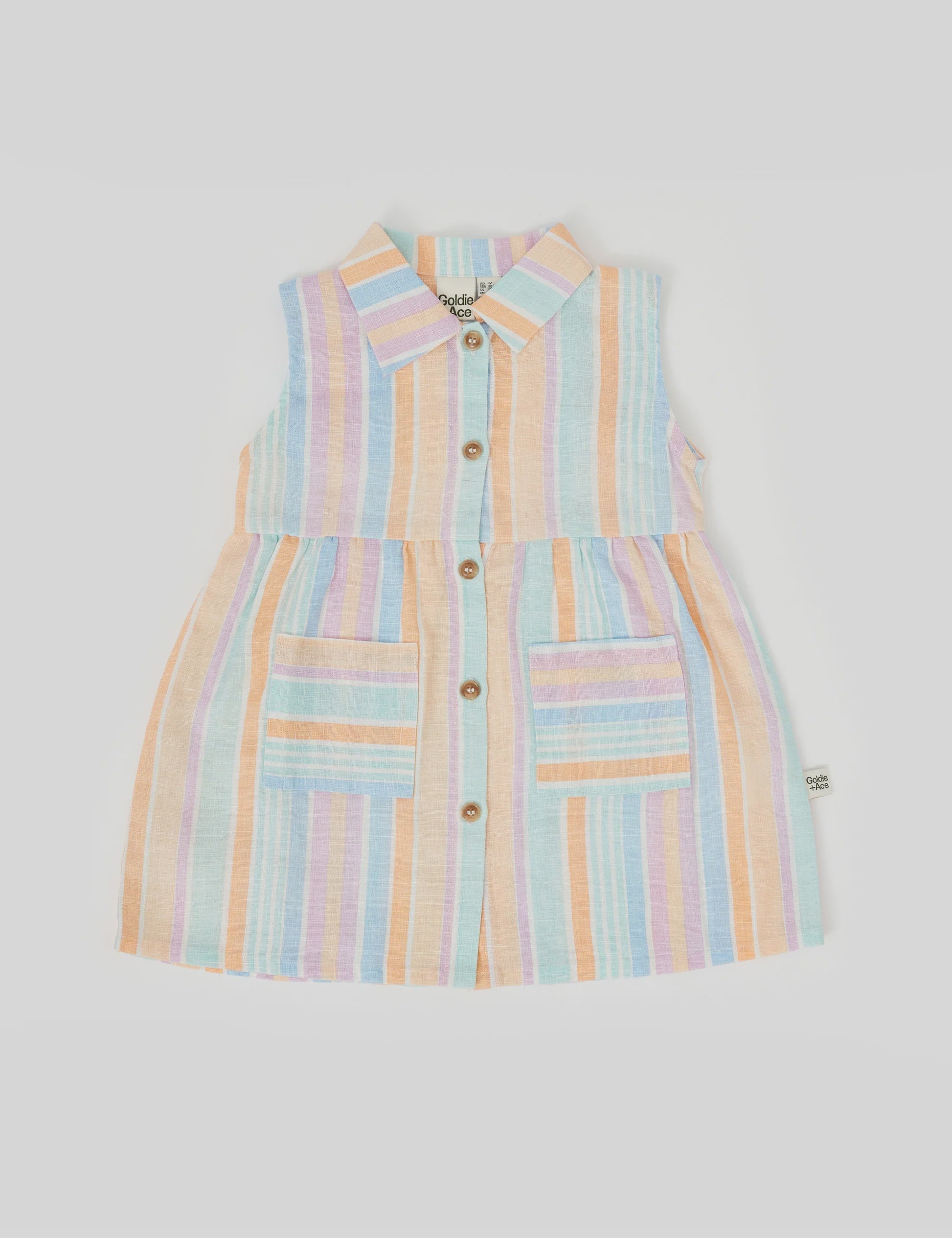 Goldie & Ace - Rudy Linen Dress - Pastel Stripe
